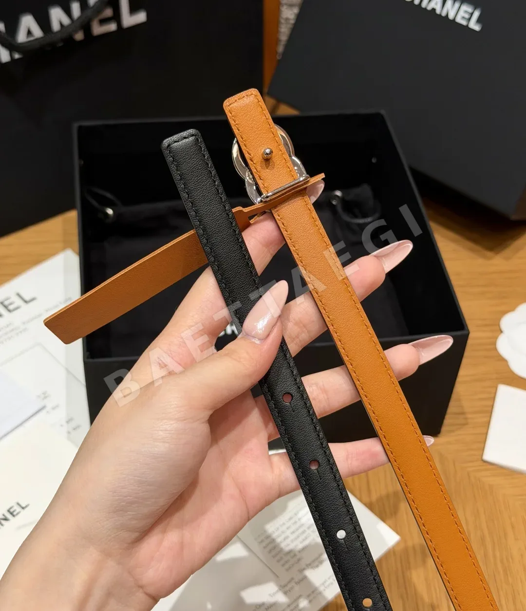 샤넬 더블 C 로고 가죽 벨트 상세 이미지 9