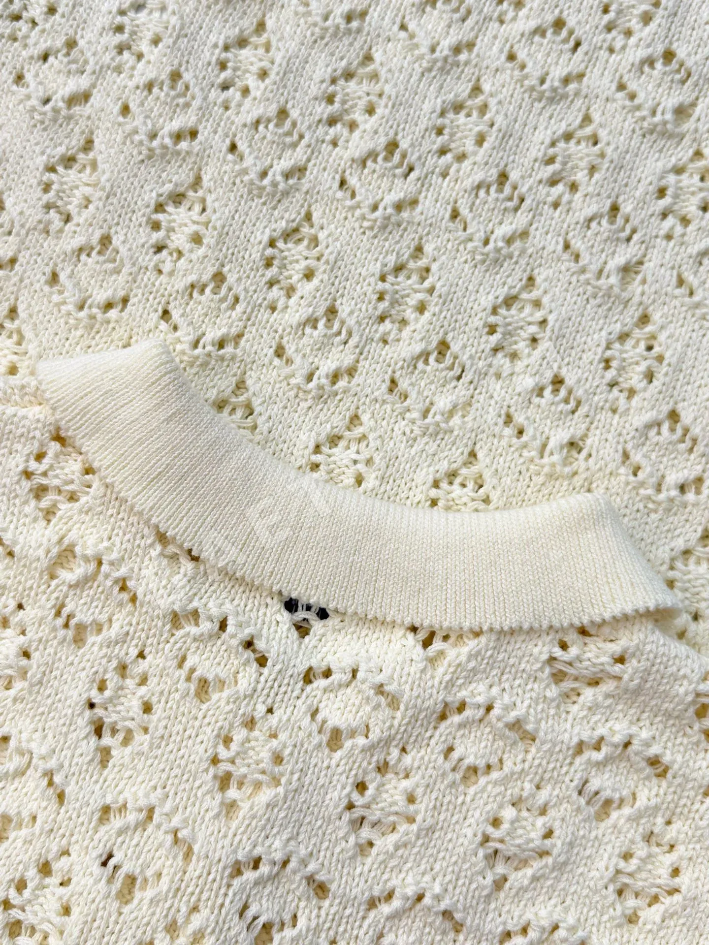 셀린느 투명 뜨개질 레이스 메시 폴로카라 니트 원피스 상세 이미지 8