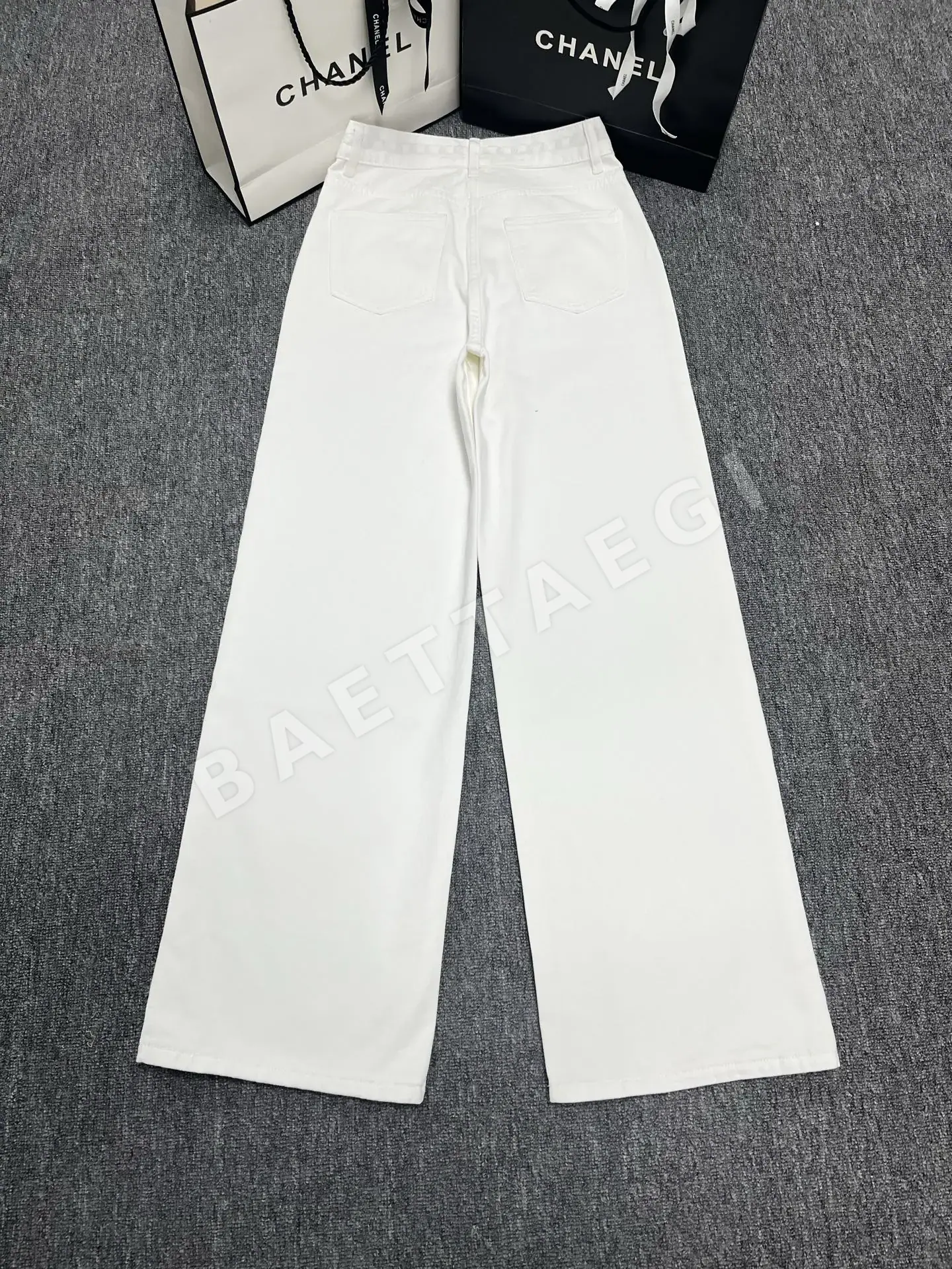 샤넬 하이웨이스트 와이드 레그 여성 바지 상세 이미지 6