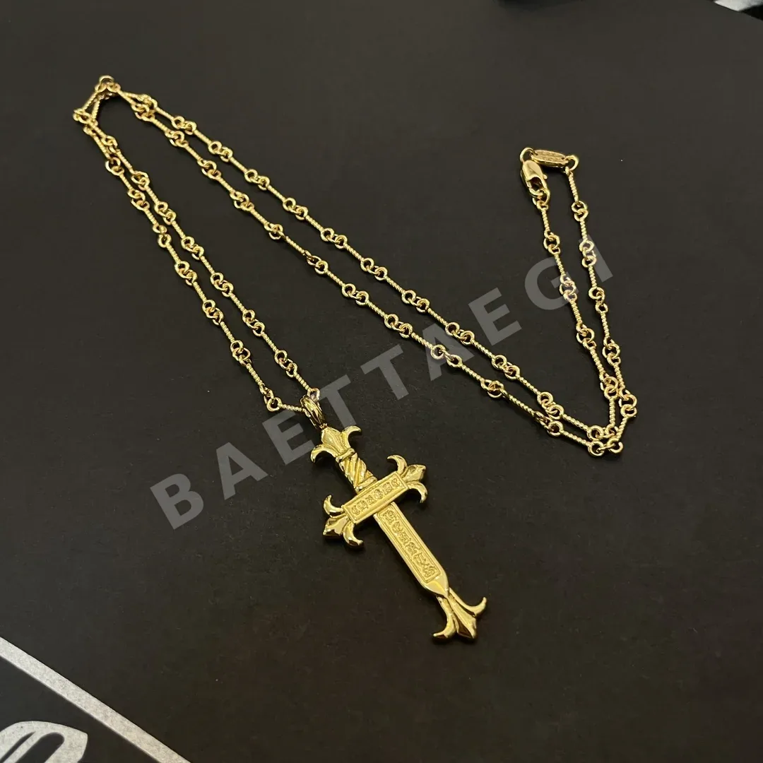 크롬하츠 골드 레트로 브레이디드 십자 목걸이 상세 이미지 4