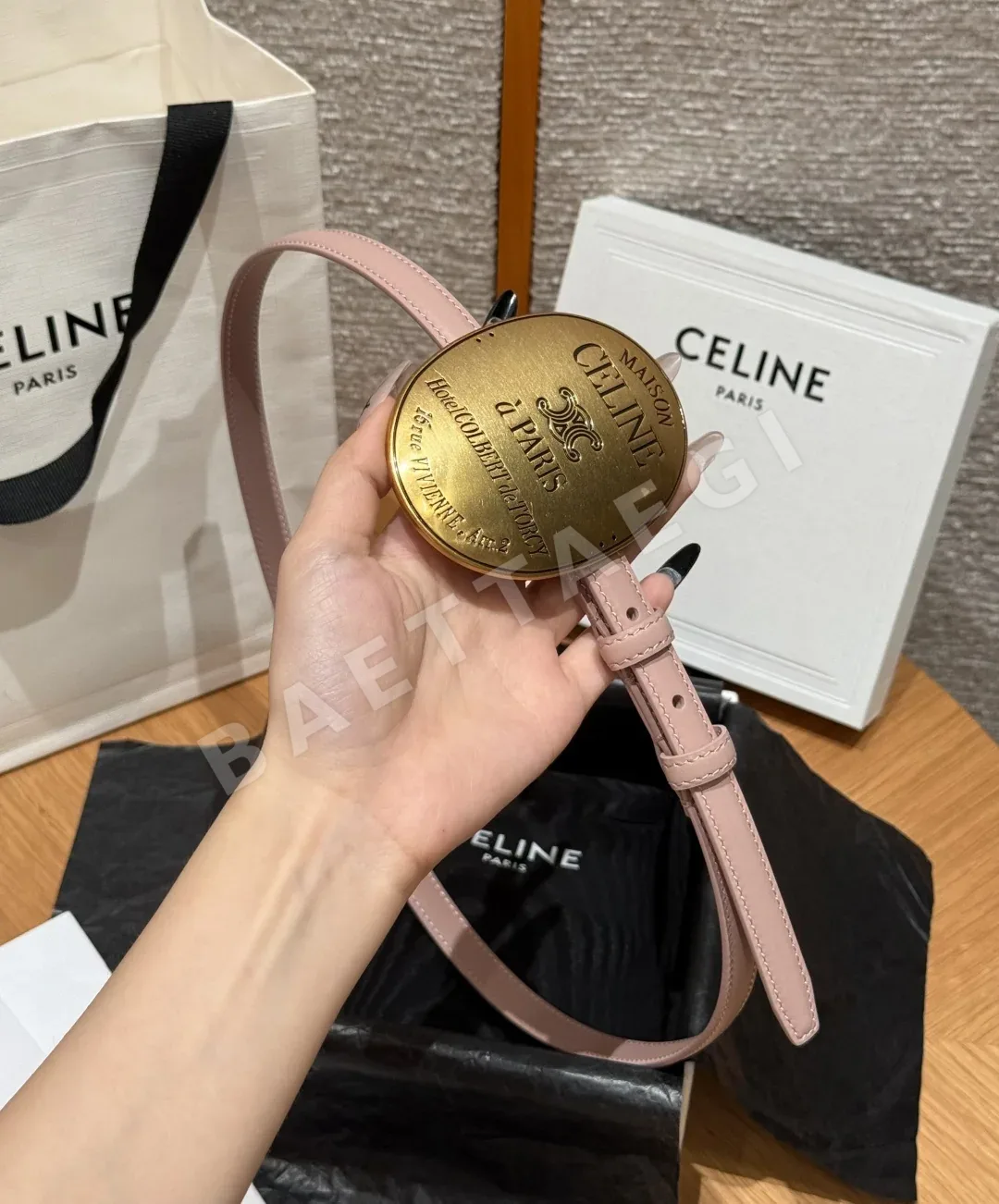 셀린느 라펠 버클 가죽 벨트 13MM 상세 이미지 3