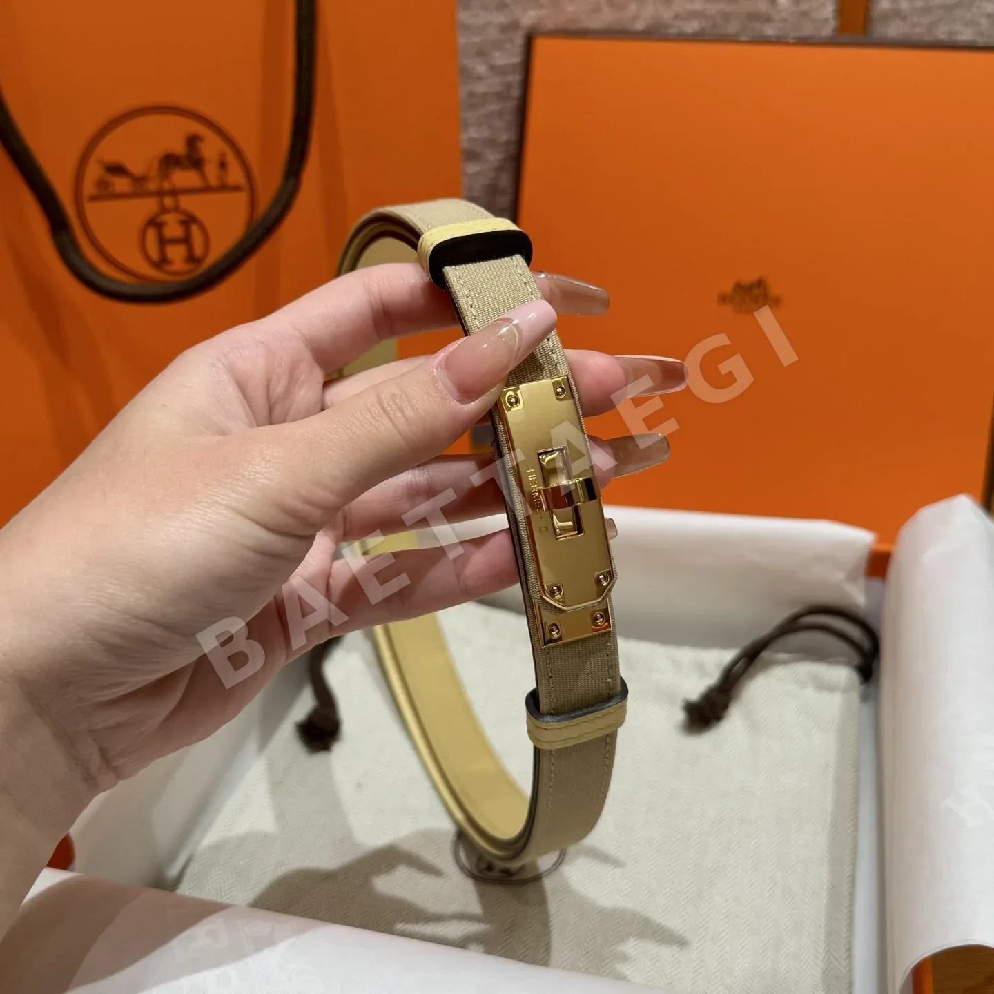 에르메스 H 캔버스 켈리 버클 벨트 상세 이미지 4