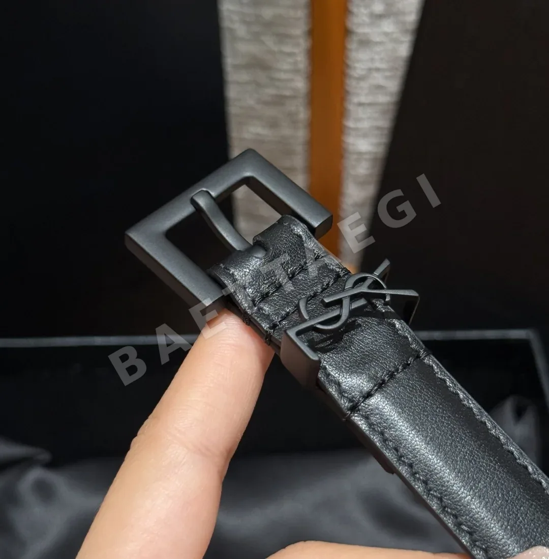 생로랑 카산드라 로고 레더 벨트 20mm 상세 이미지 5