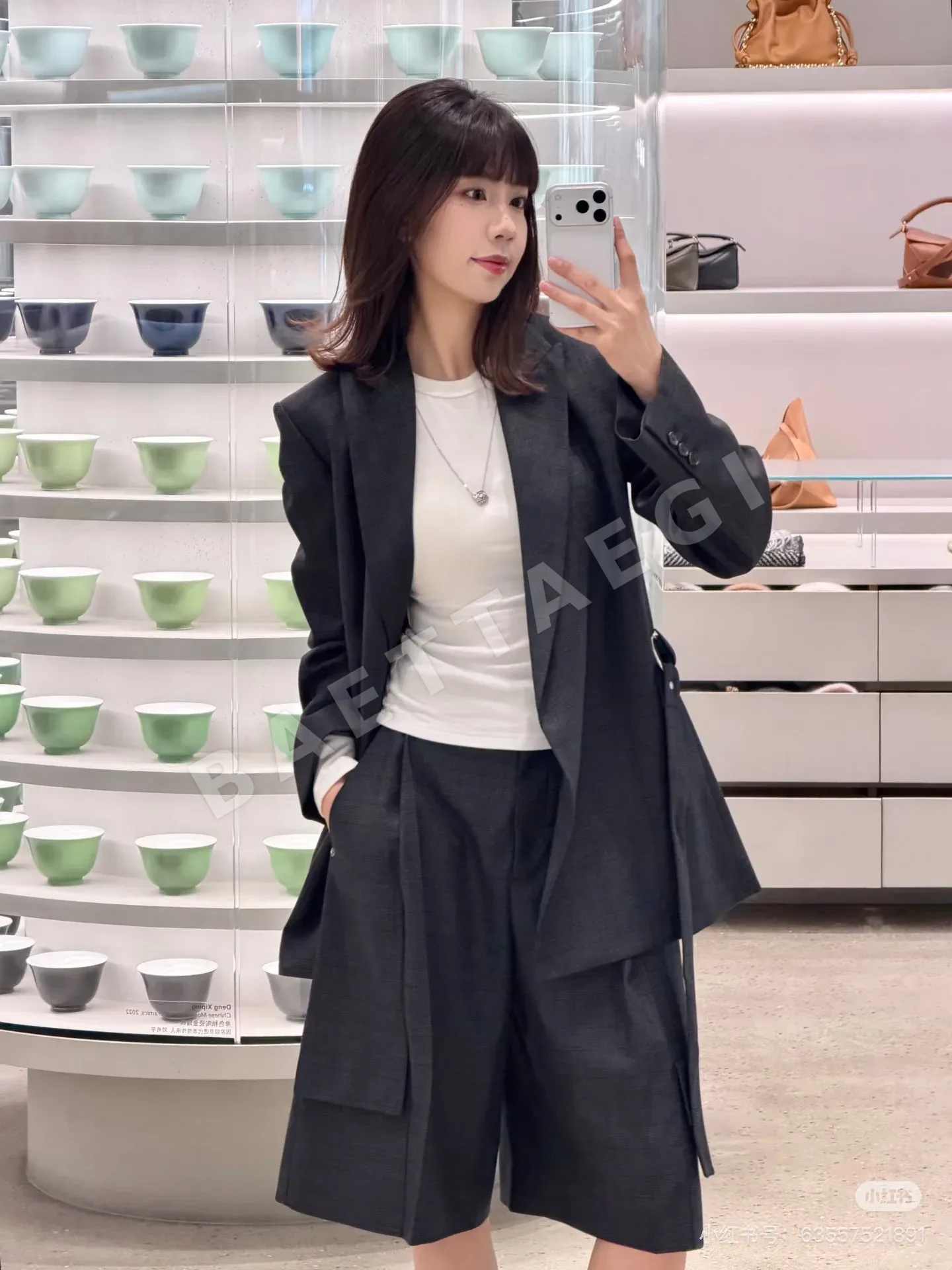 로에베 불규칙 체크 울 테일러드 세트 상세 이미지 2