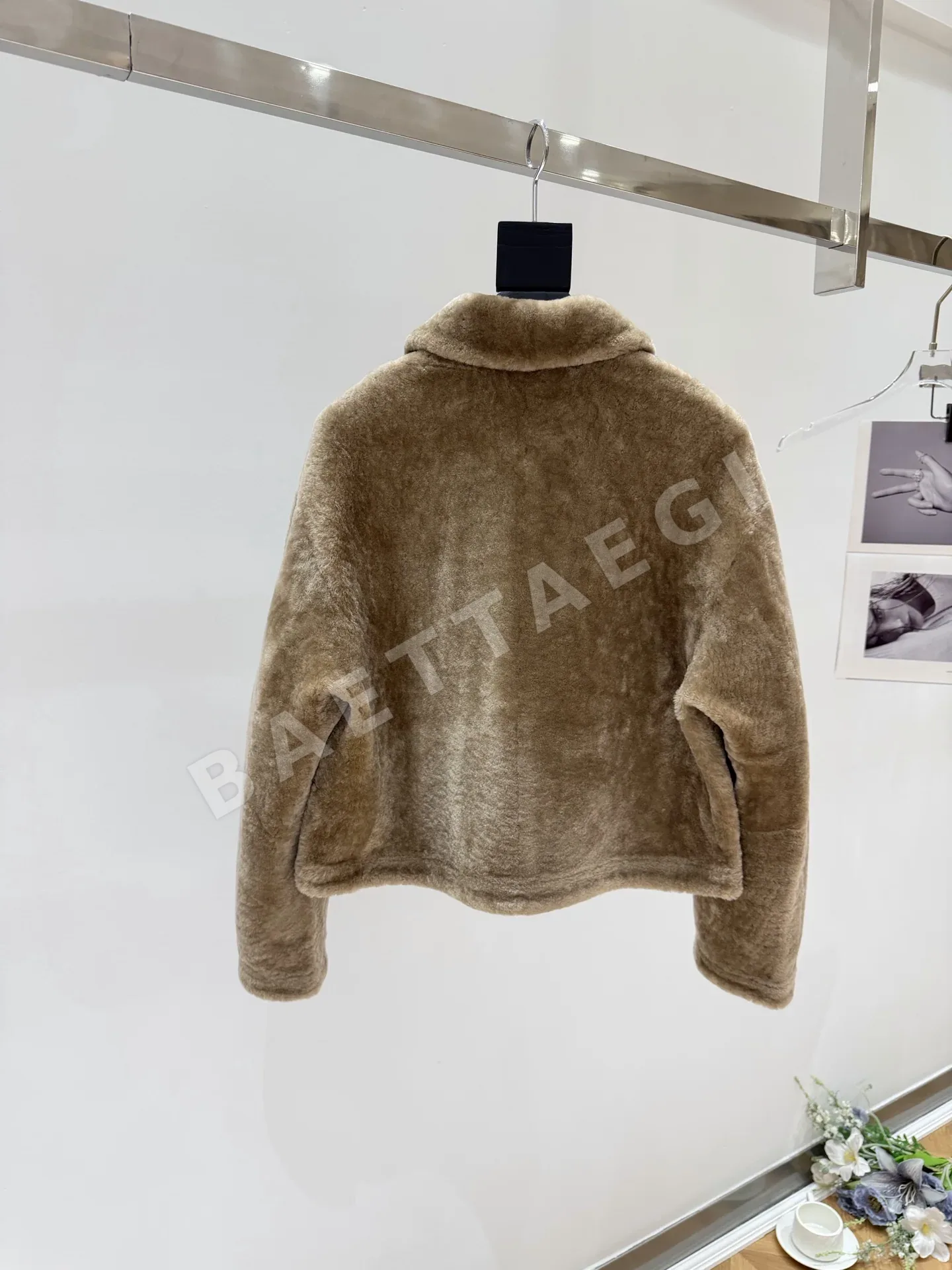 샤넬 약간 드롭 숄더 울 모피 여성 자켓 상세 이미지 8