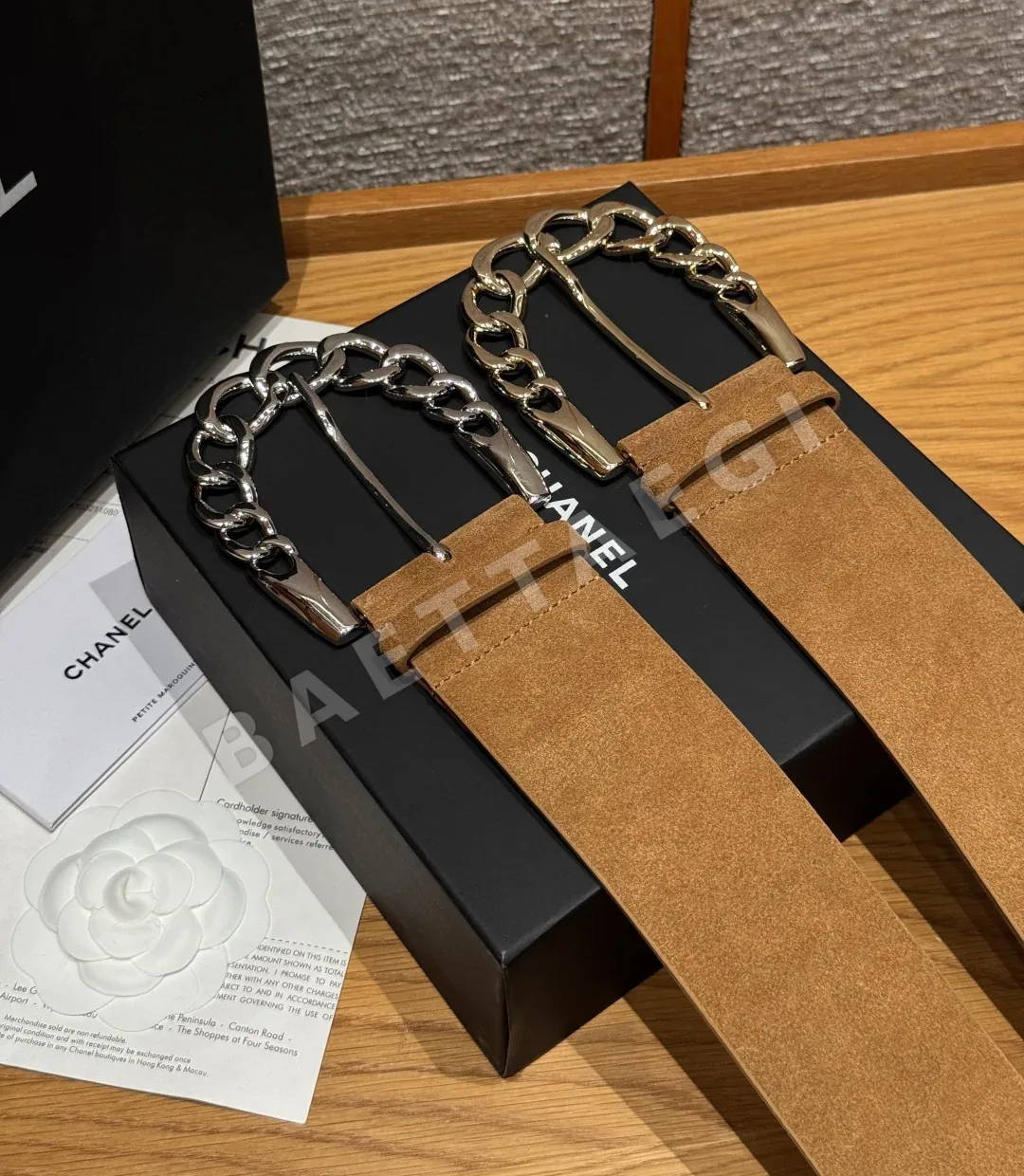 샤넬 스웨이드 체인 버클 벨트 상세 이미지 4