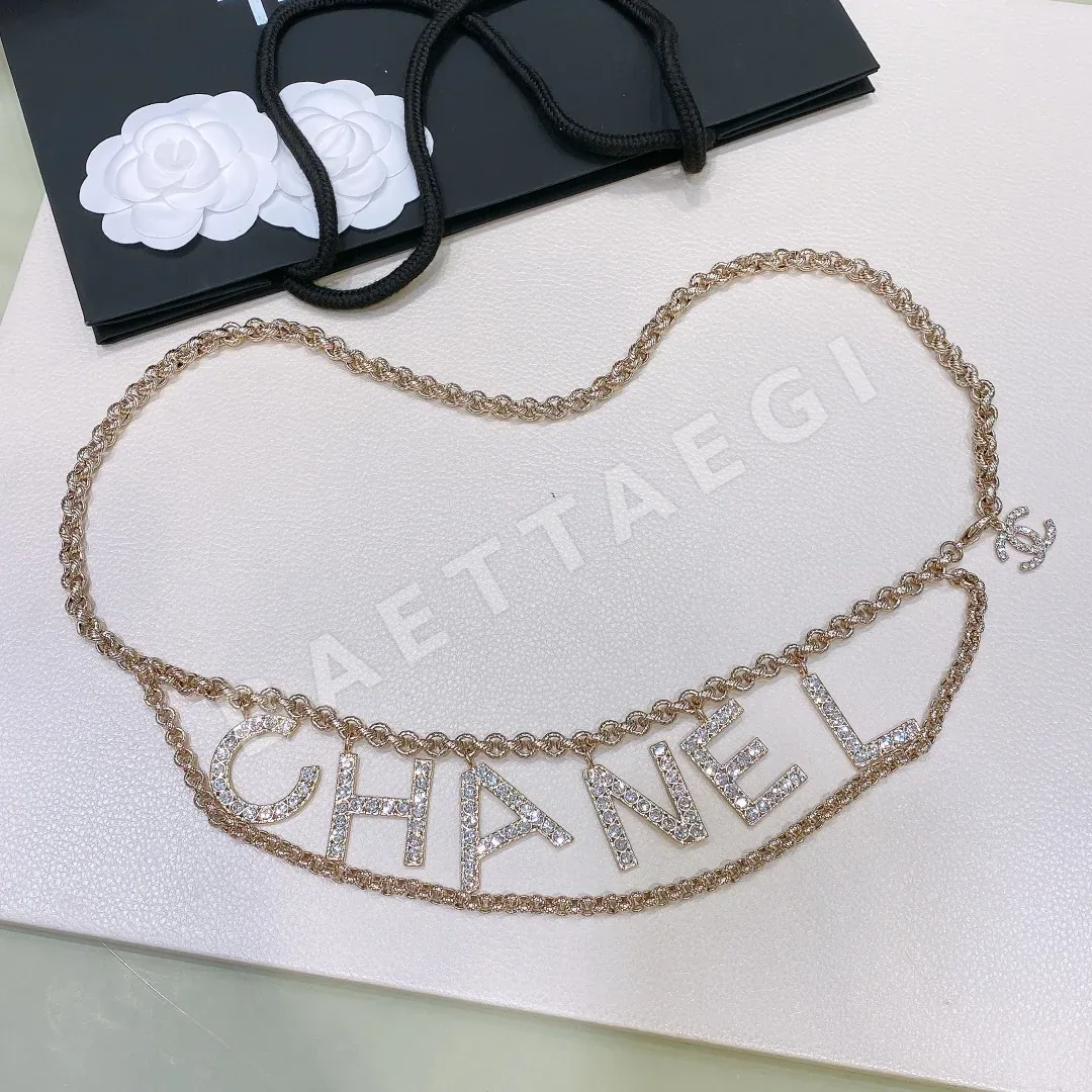 샤넬 라인스톤 허리 체인 벨트 58671