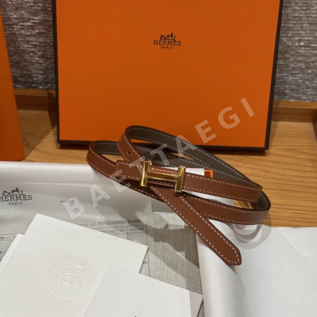 에르메스 미니 H 버클 양면 가죽 벨트 상세 이미지 2
