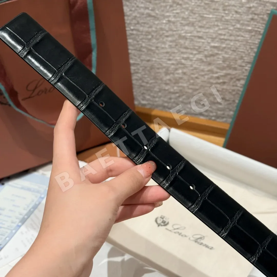 로로피아나 악어 엠보 사각 버클 벨트 상세 이미지 5