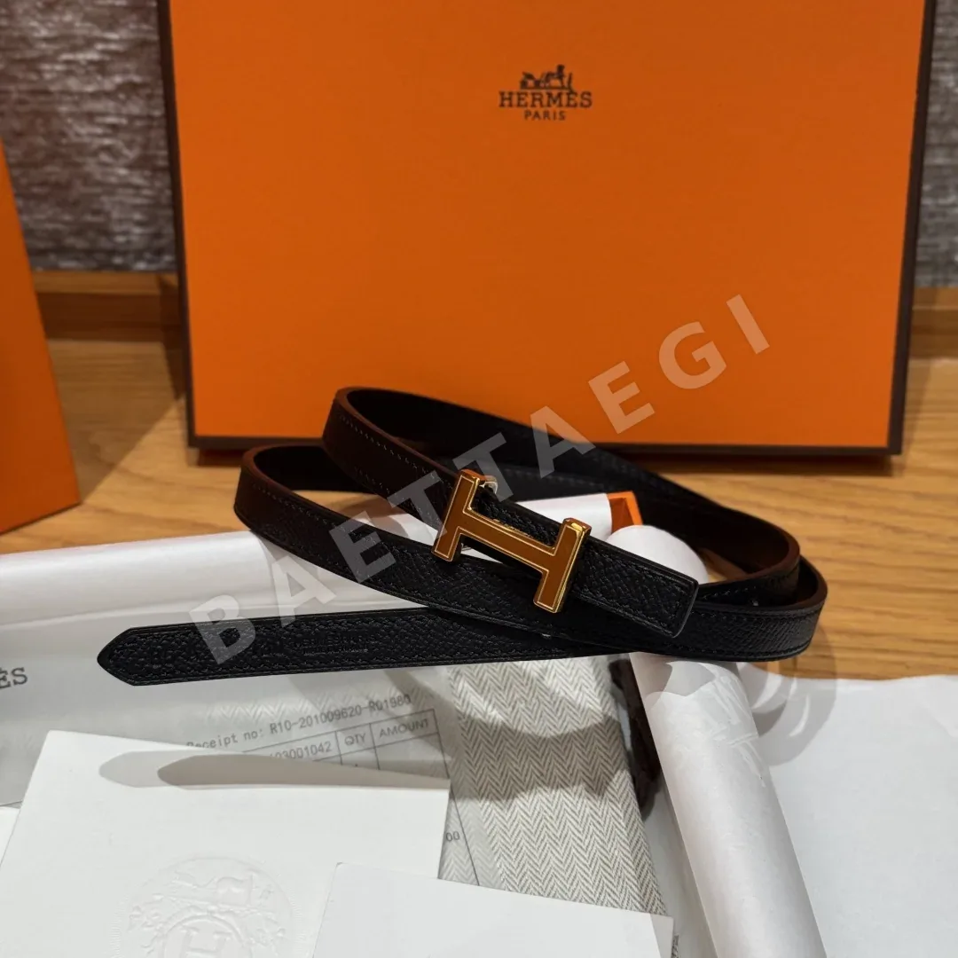 에르메스 미니 H 버클 양면 가죽 벨트 175834
