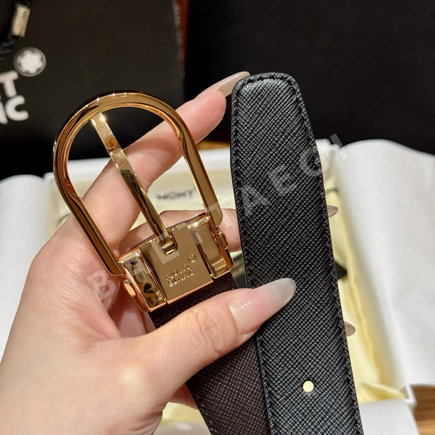 몽블랑 리버시블 가죽 벨트 3.5 cm 상세 이미지 6