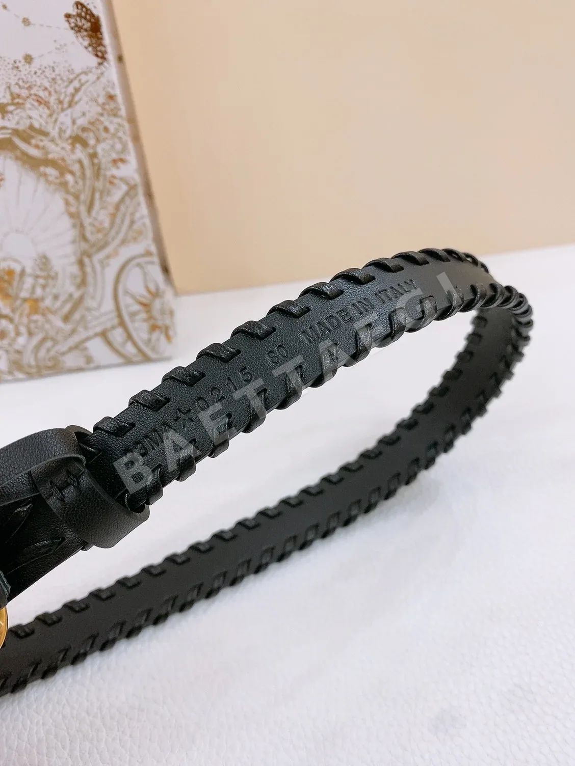 디올 블랙 카프스킨 새들 벨트 상세 이미지 6