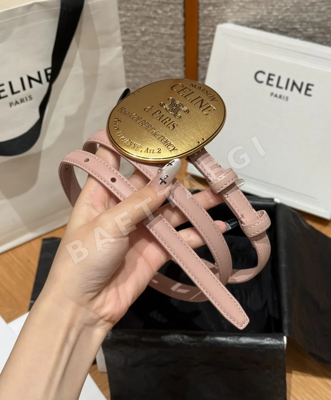 셀린느 라펠 버클 가죽 벨트 13MM 상세 이미지 2