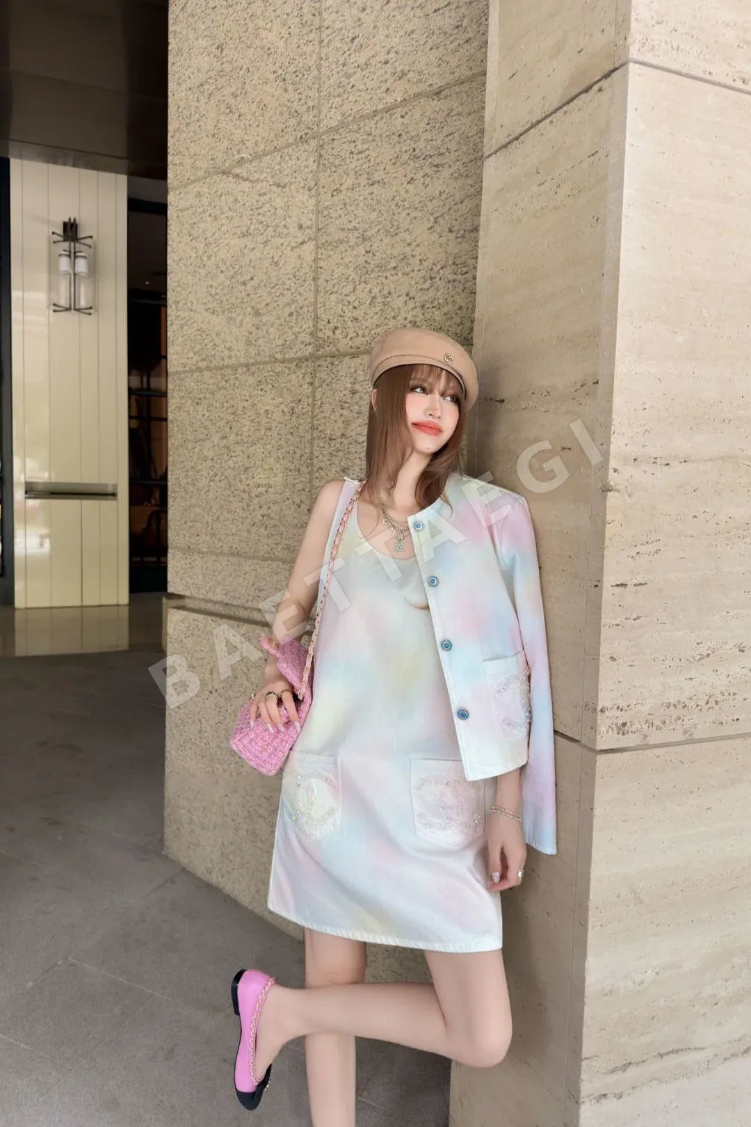 샤넬 더블 C 로고 비즈 장식 데님 원피스 상세 이미지 9