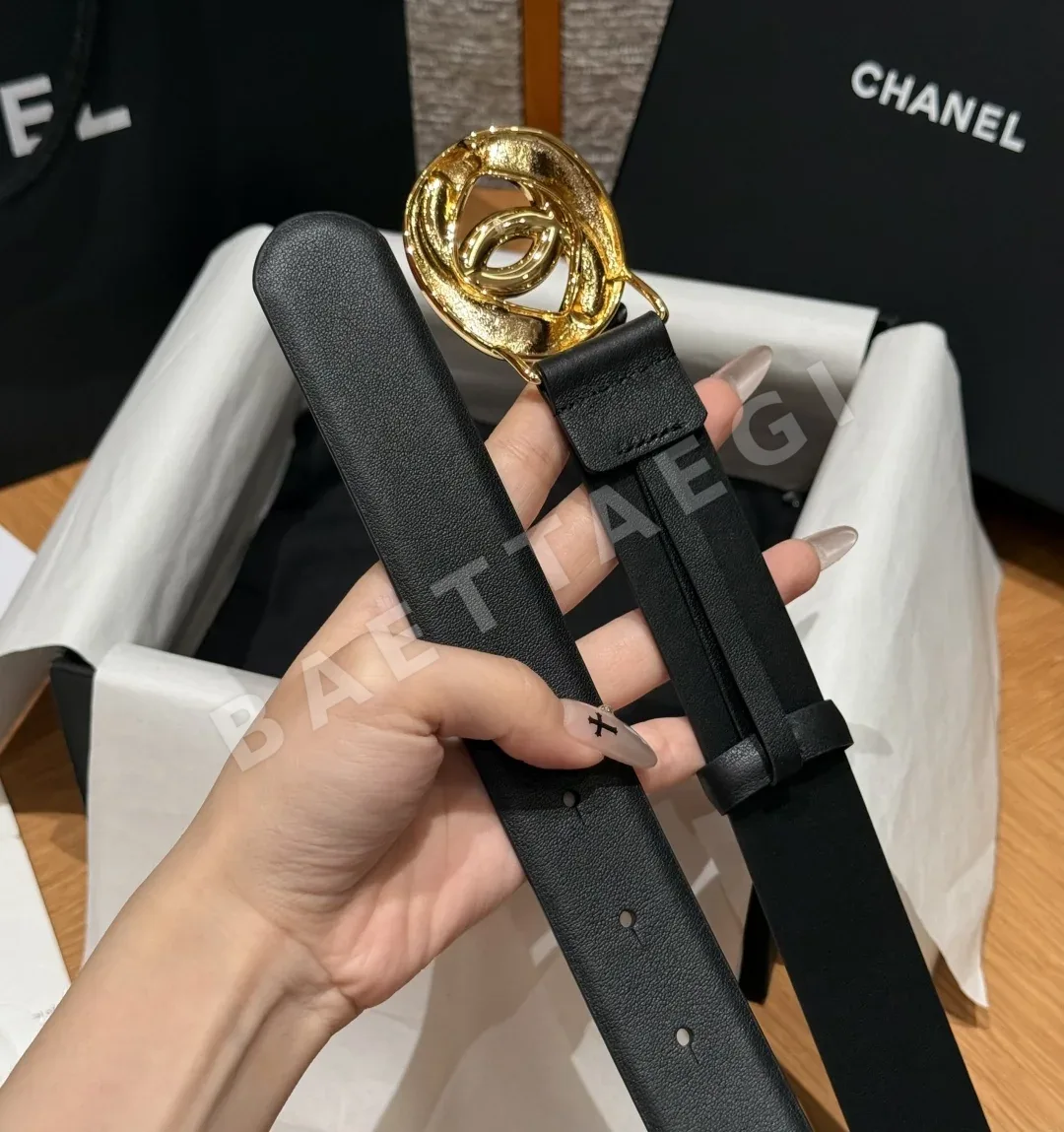 샤넬 클래식 더블 C 골드 버클 소가죽 벨트 상세 이미지 5