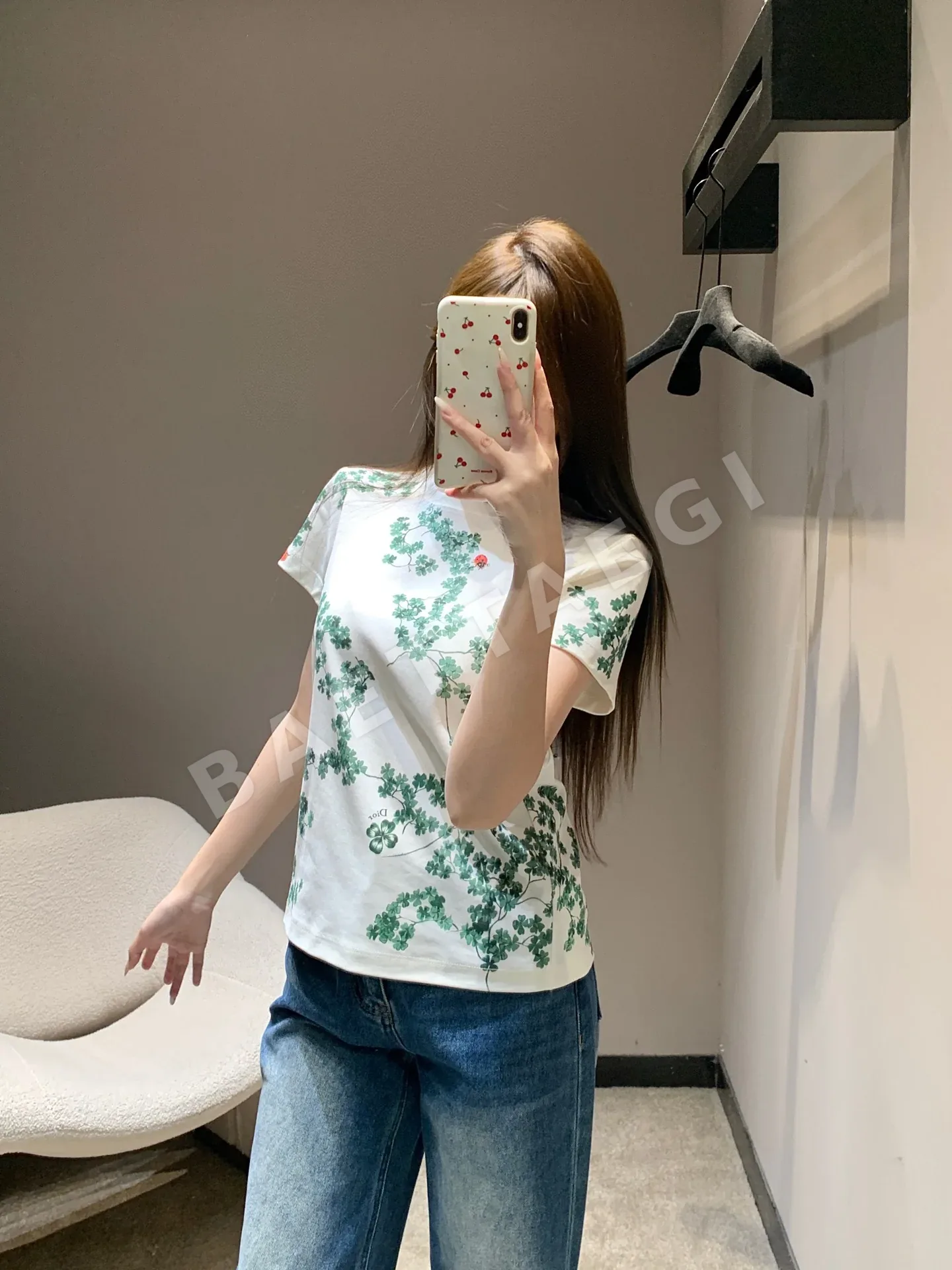 디올 꽃무늬 크루넥 코튼 반팔 티셔츠 상세 이미지 7