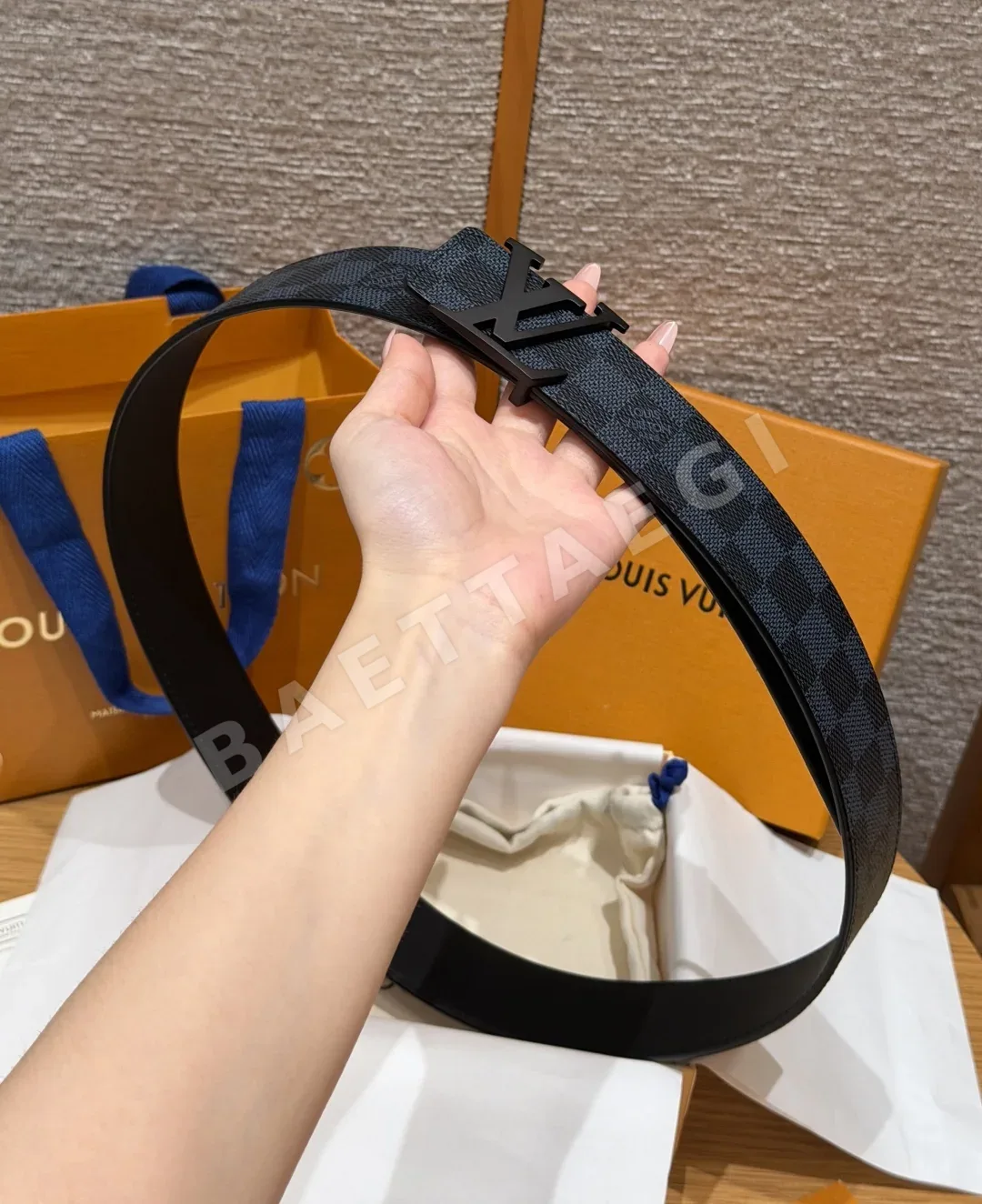 루이비통 다미에 그라피트 캔버스 리버시블 벨트 상세 이미지 3