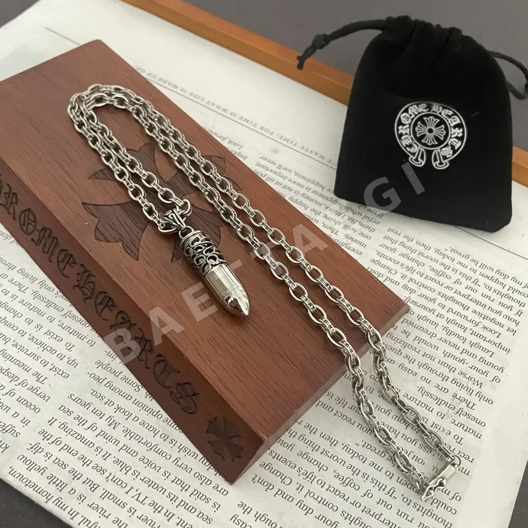 크롬하츠 레터 엠보싱 탄환 펜던트 목걸이 상세 이미지 5