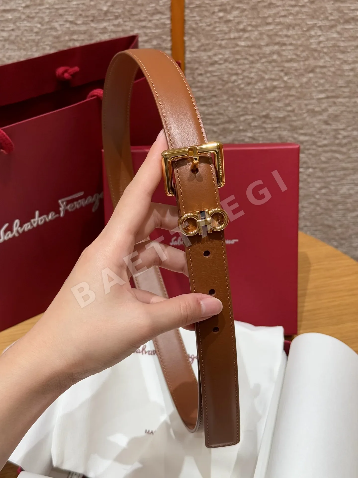 페레가모 2.5 cm 핀 버클 가죽 벨트 상세 이미지 3