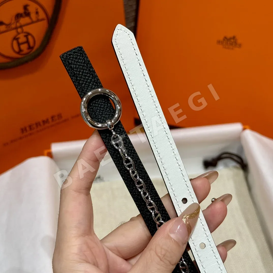 에르메스 팔라듐 도금 체인 잠금 가죽 벨트 상세 이미지 2