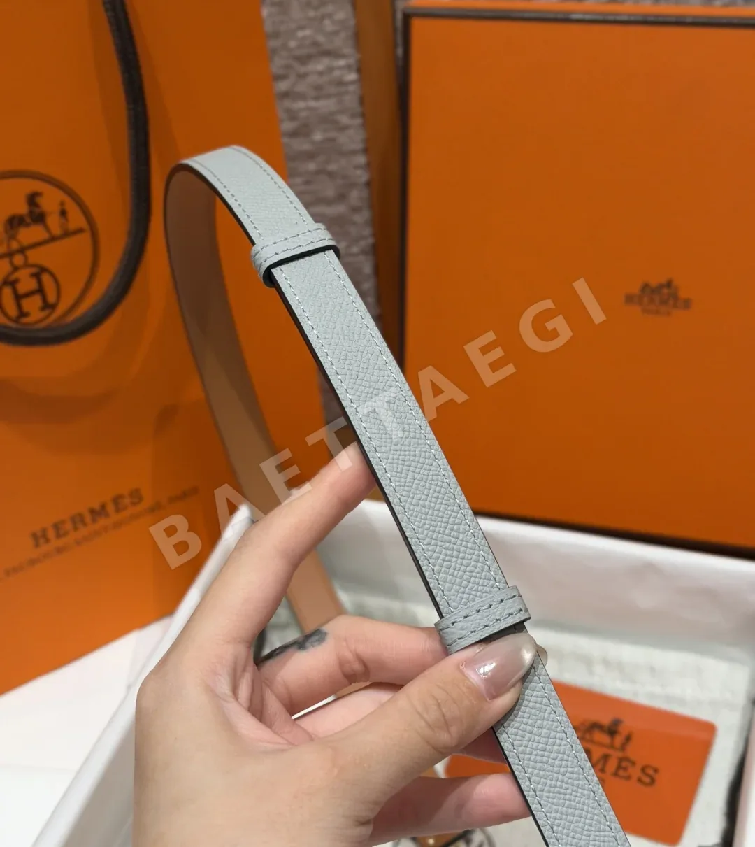 에르메스 켈리 팔라듐 버클 가죽 벨트 상세 이미지 8
