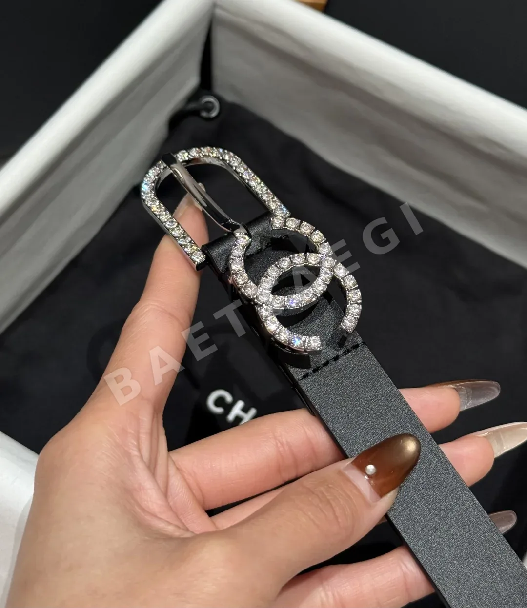 샤넬 더블 C 크리스털 버클 소가죽 벨트 상세 이미지 7