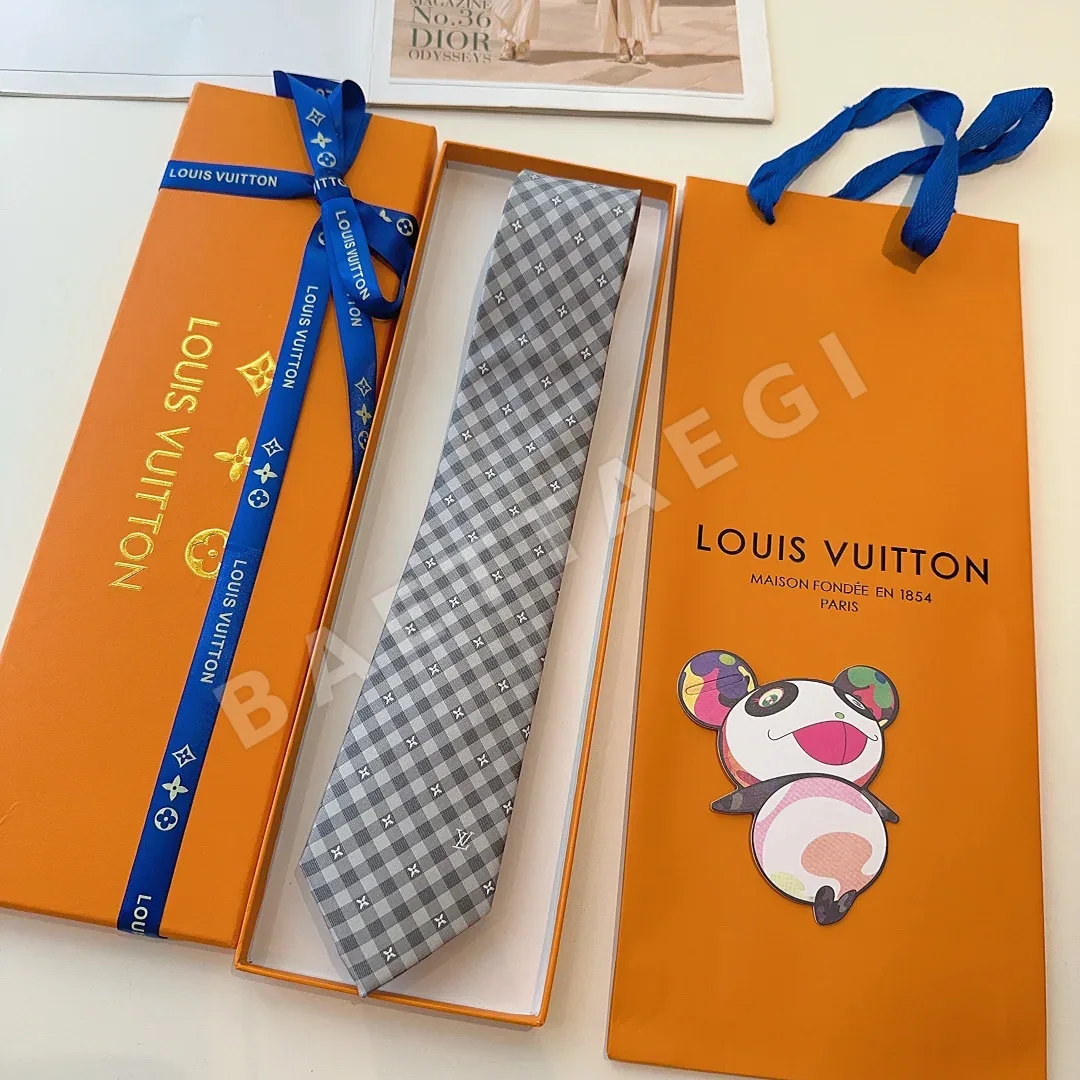 에르메스 플라워 체크 실크 넥타이 상세 이미지 4