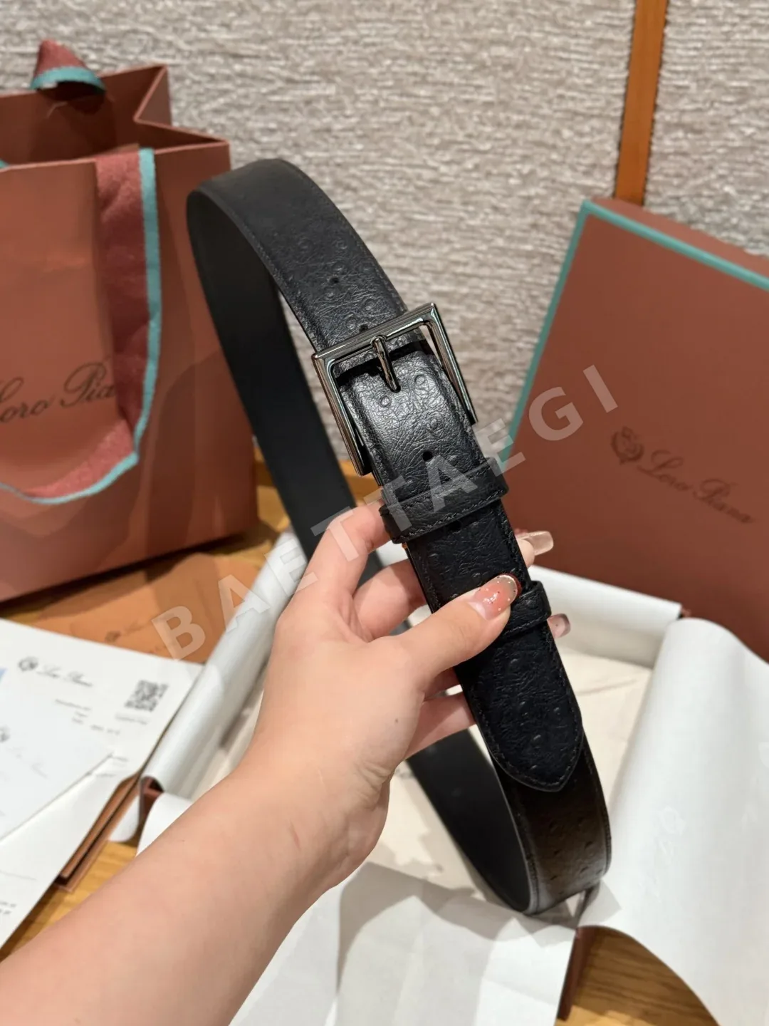 로로피아나 팔라듐 도금 스퀘어 버클 벨트 상세 이미지 3