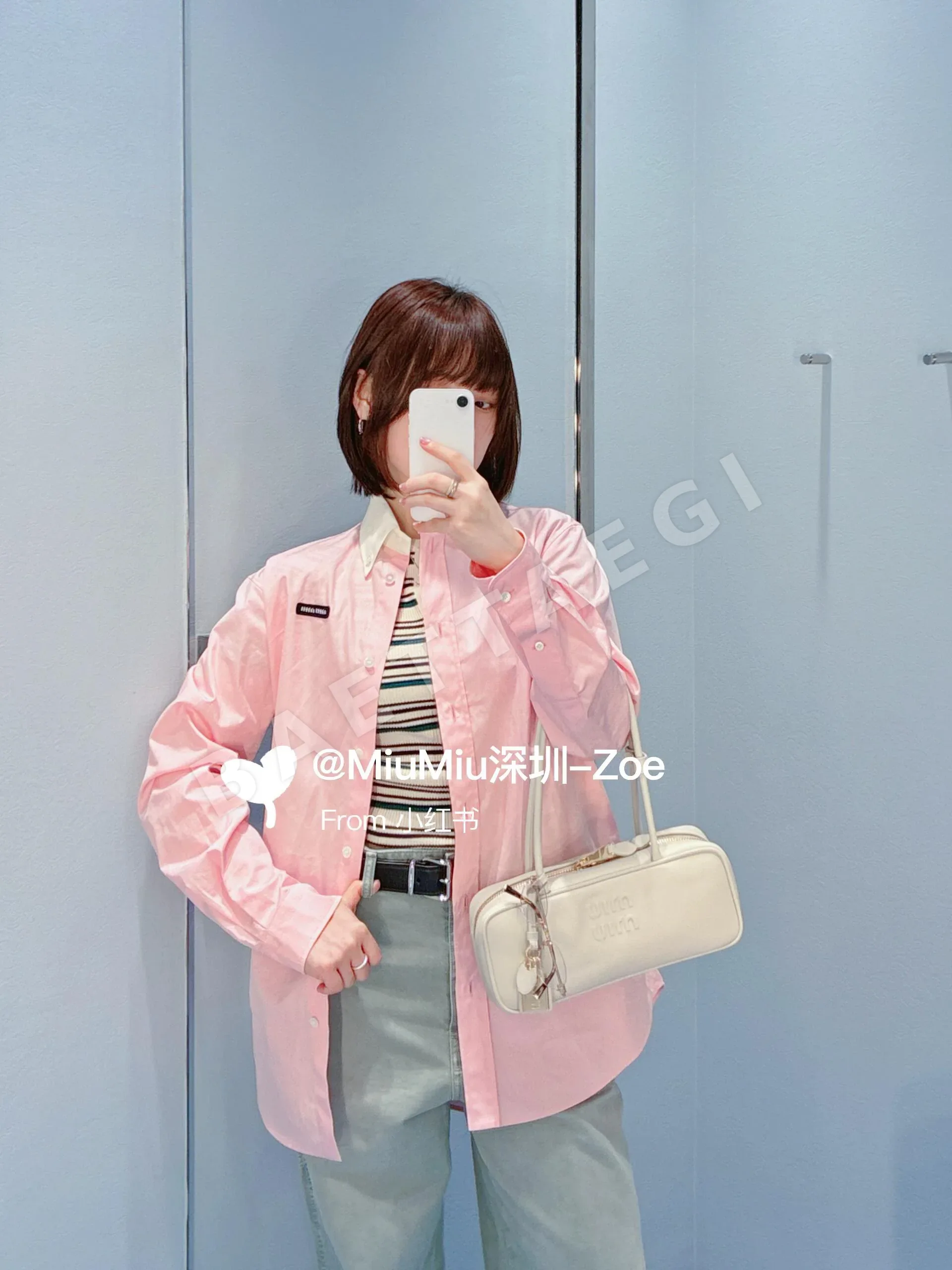 로로피아나 로고 자수 오버핏 긴팔 셔츠 여성의류 상세 이미지 6