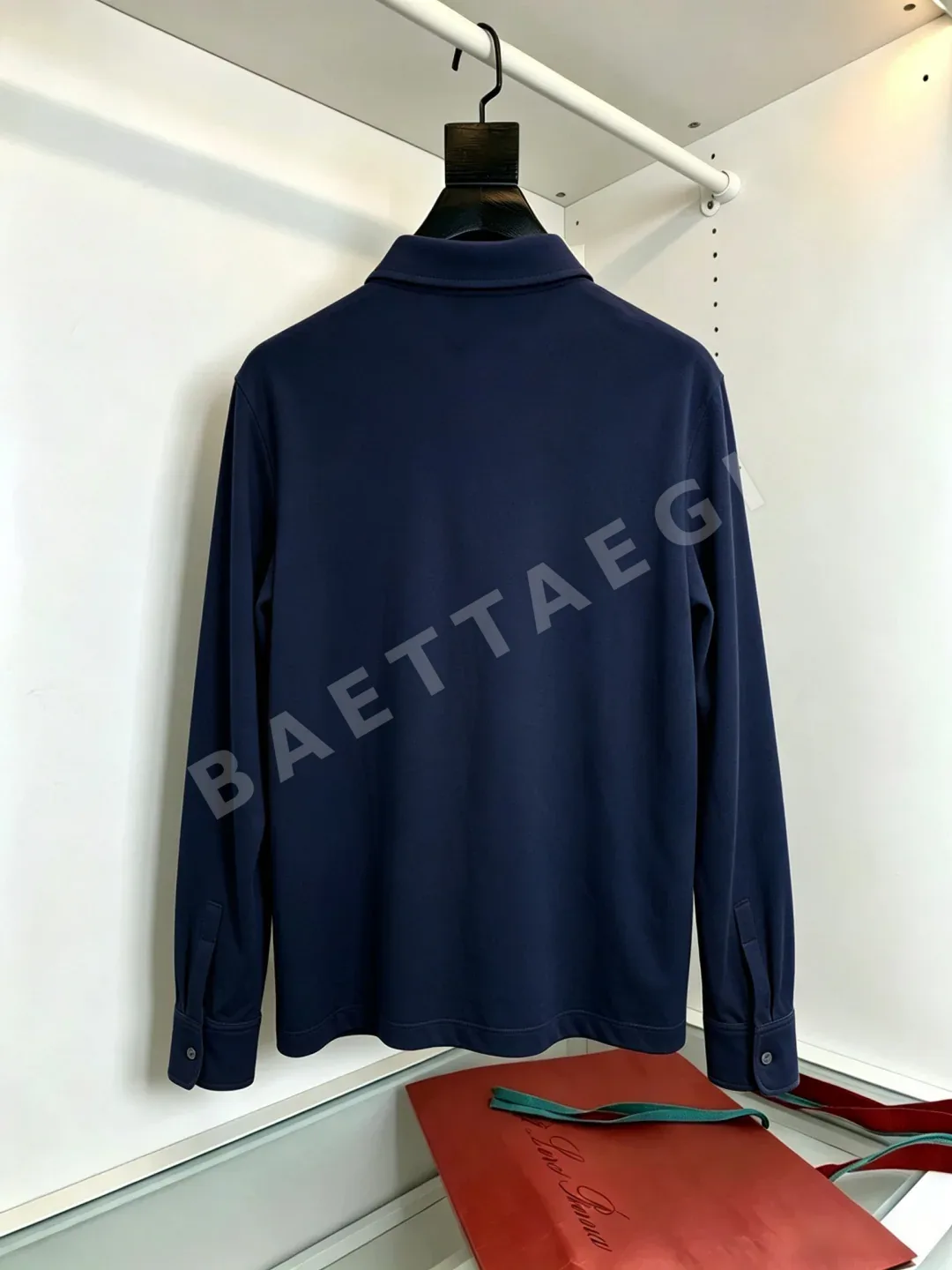 로로피아나 3 버튼 긴팔 폴로셔츠 남성용 상세 이미지 2
