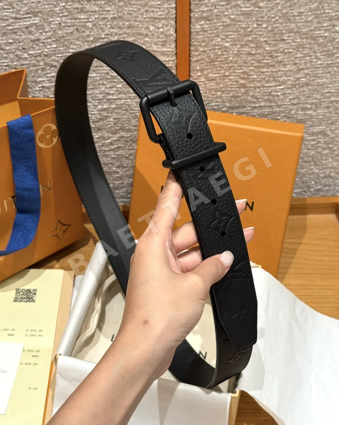 루이비통 블랙 소가죽 모노그램 벨트 35mm 상세 이미지 3