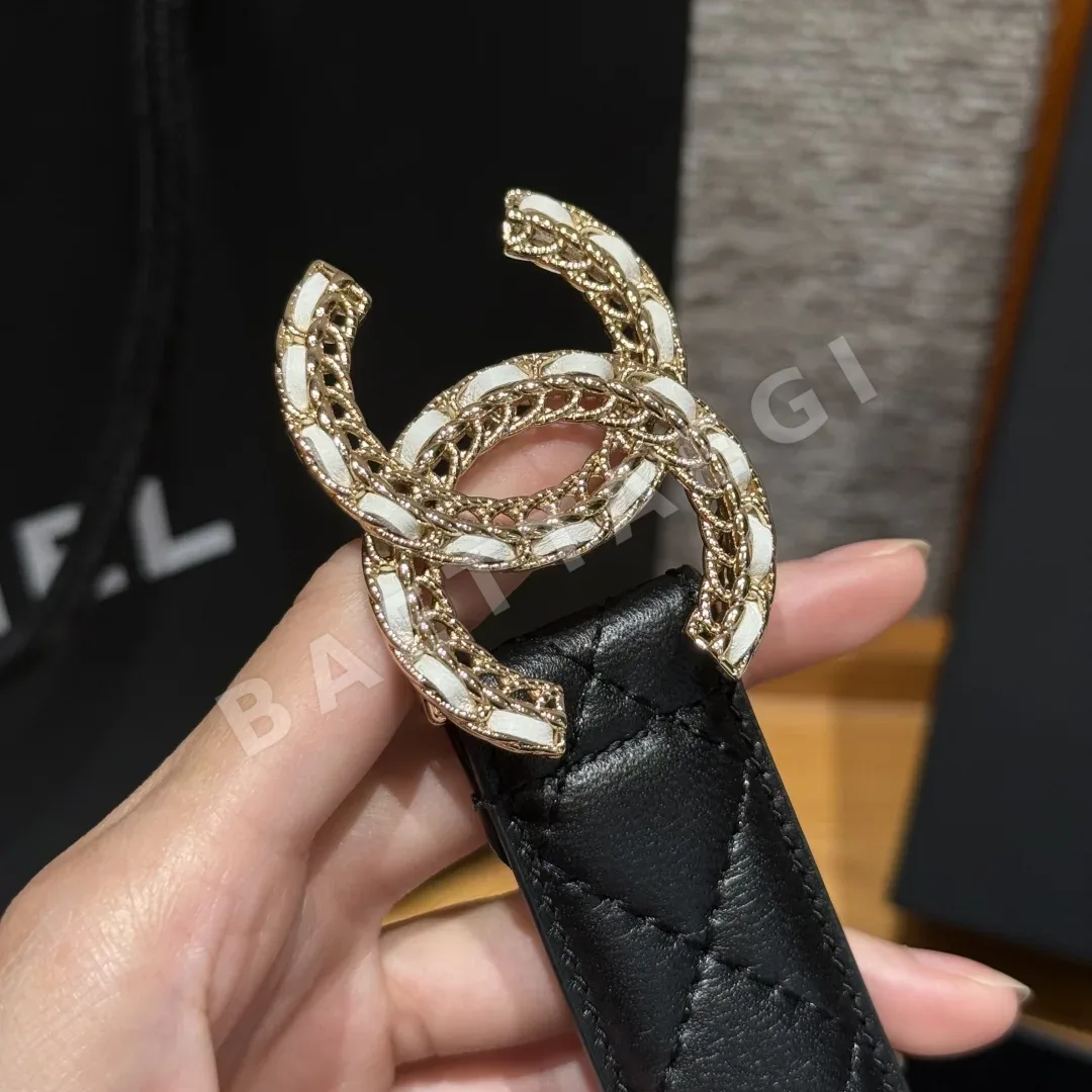 샤넬 더블 C 램스킨 메탈 로고 벨트 상세 이미지 6