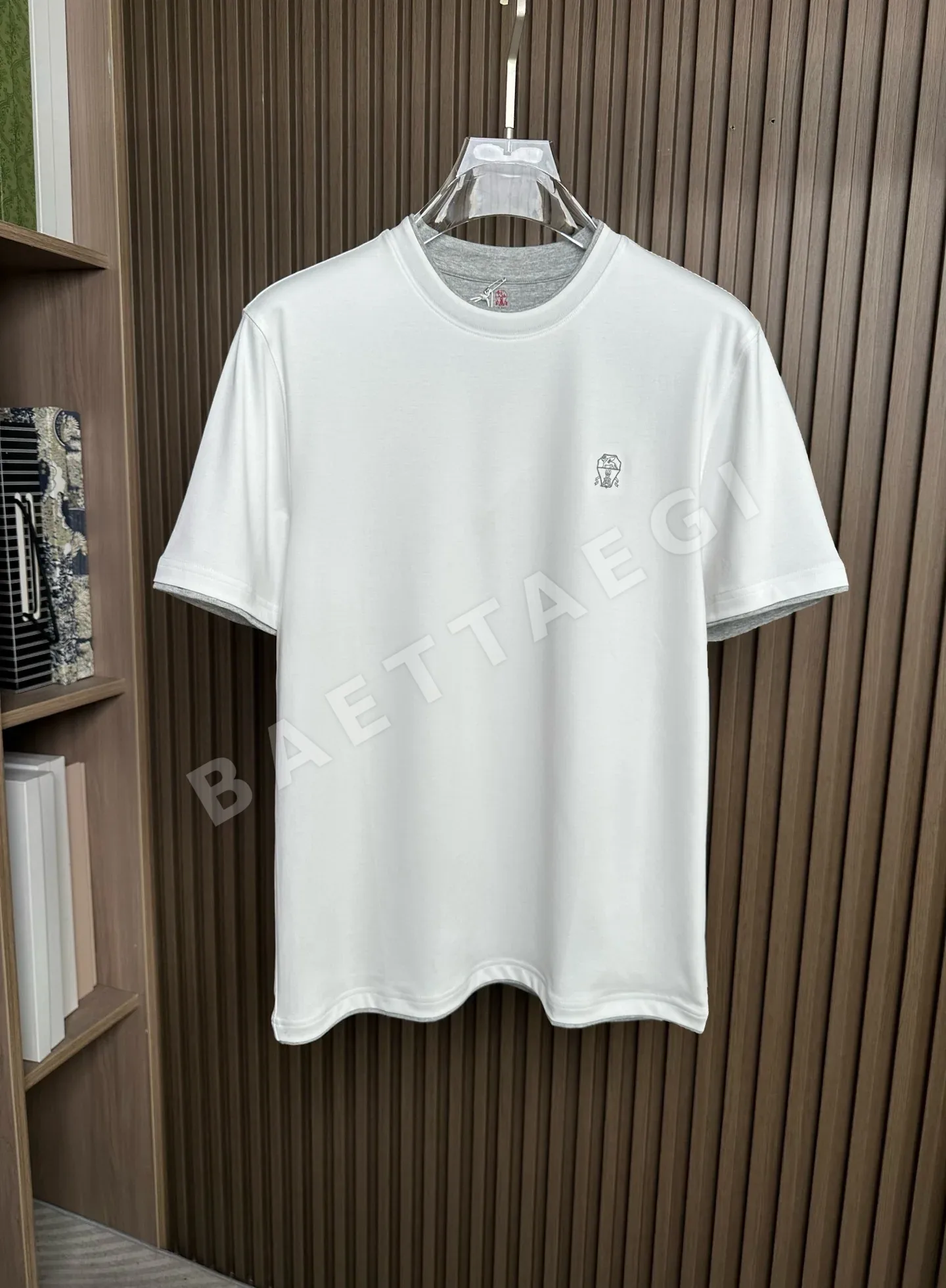 브루넬로쿠치넬리 남성 투톤 크루넥 반팔 티셔츠 47930
