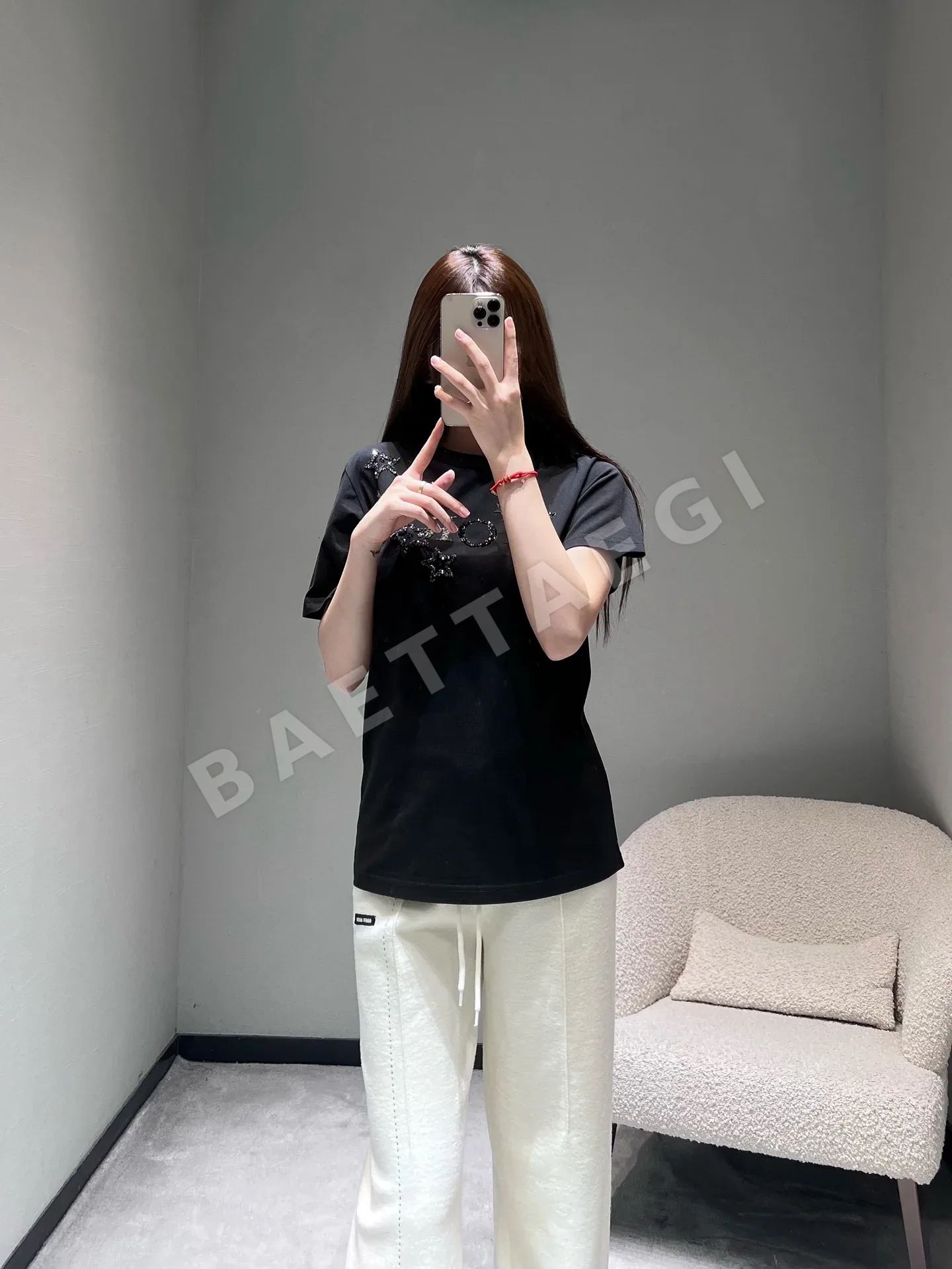 디올 CD 스타 장식 별 반팔 티셔츠 상세 이미지 9