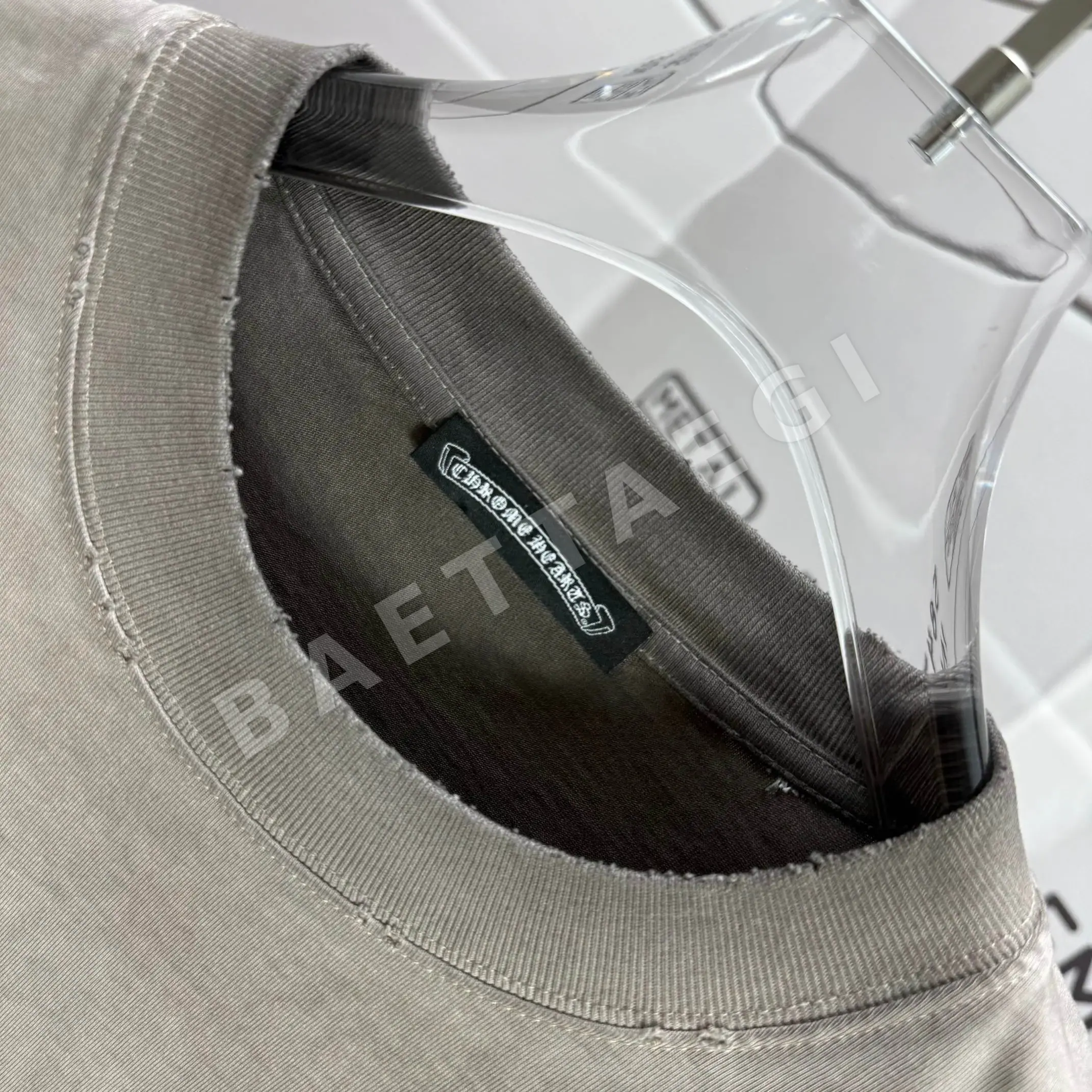 크롬하츠 워시드 가공 유니섹스 크루넥 반팔 티셔츠 상세 이미지 5