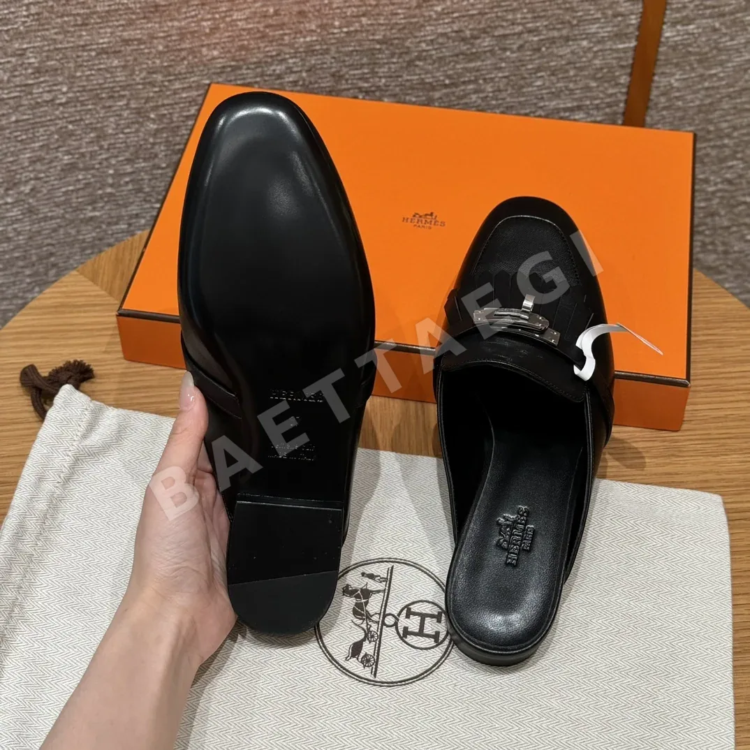 에르메스 리볼리 뮬 블랙 슬립온 신발 8542 상세 이미지 5