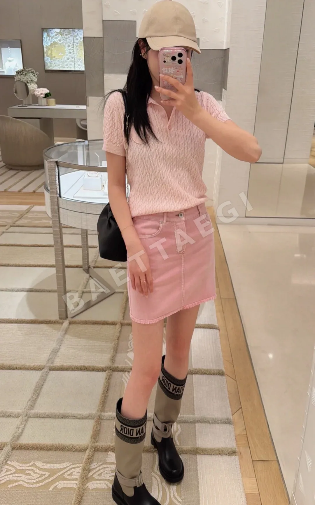 디올 핑크 데님 미니스커트 상세 이미지 6