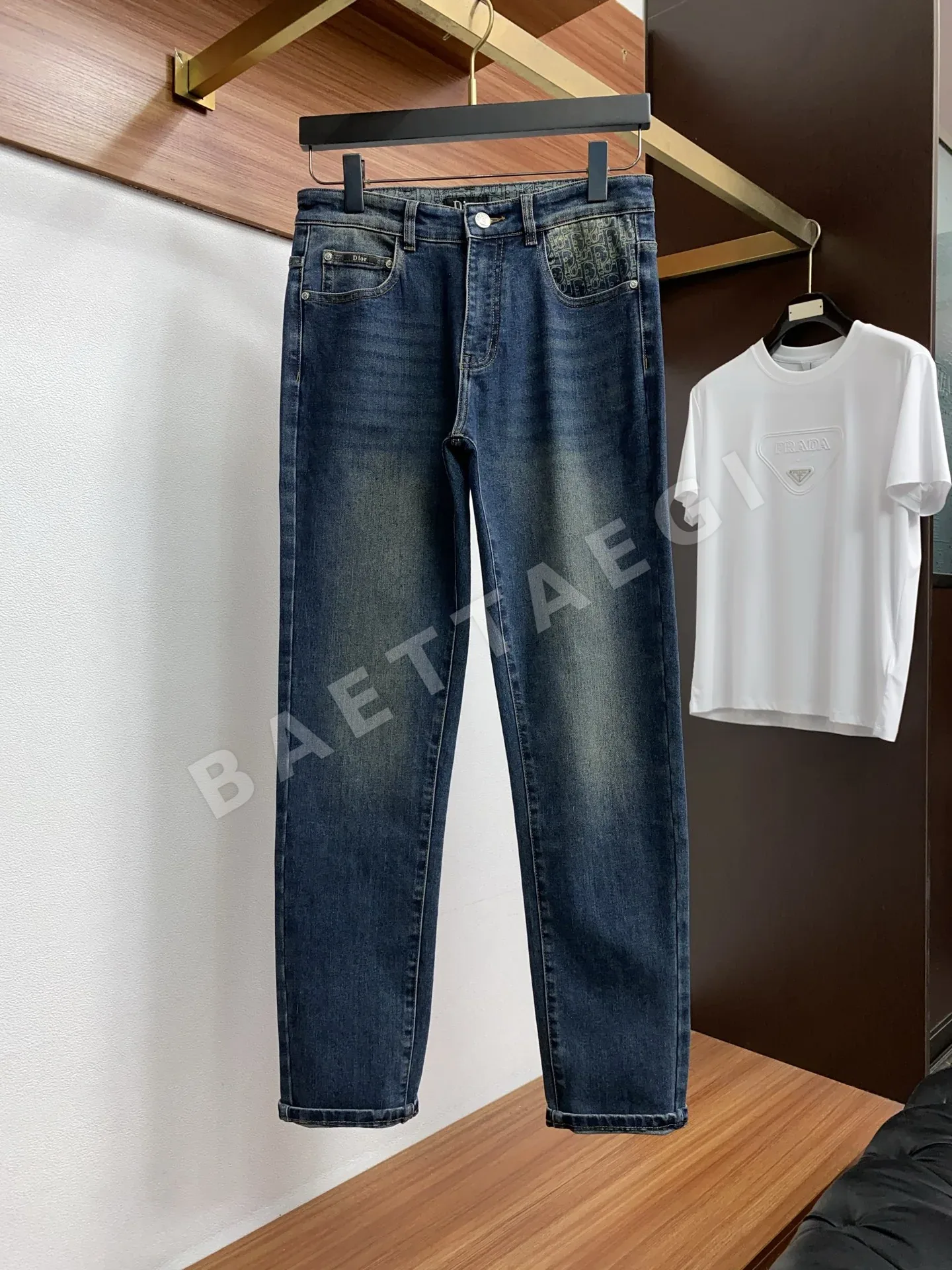 디올 슬림핏 스트레치 남성 바지 상세 이미지 2