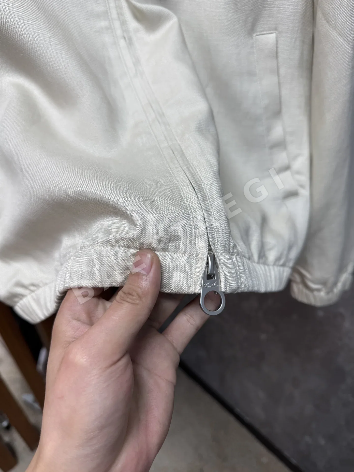로로피아나 스탠드 카라 자수 체크 자켓 상세 이미지 7
