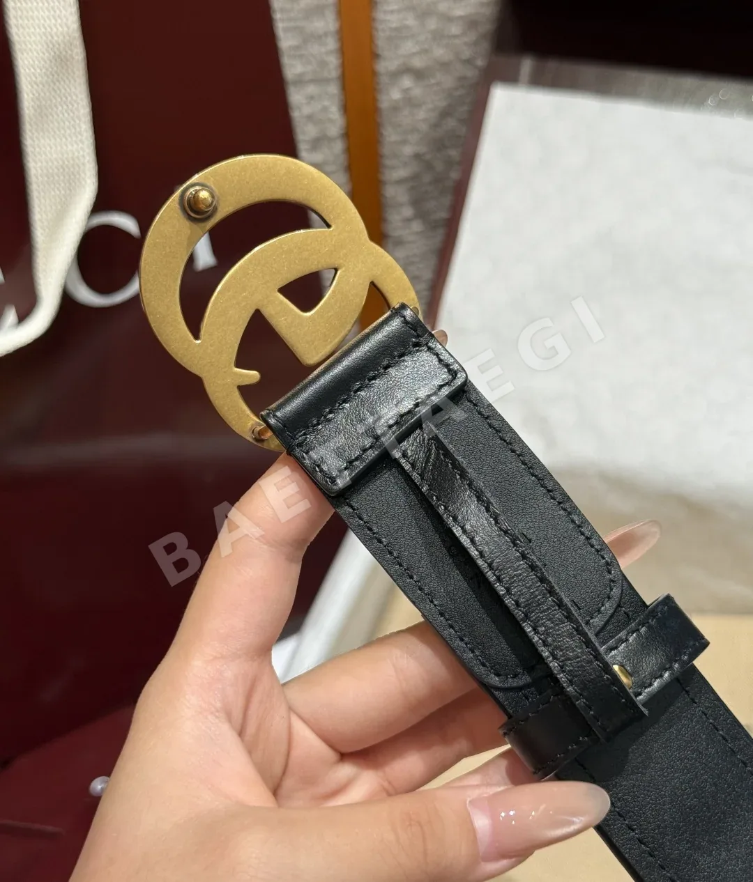 구찌 GG 마몬트 퀼팅 가죽 벨트 35mm 상세 이미지 6