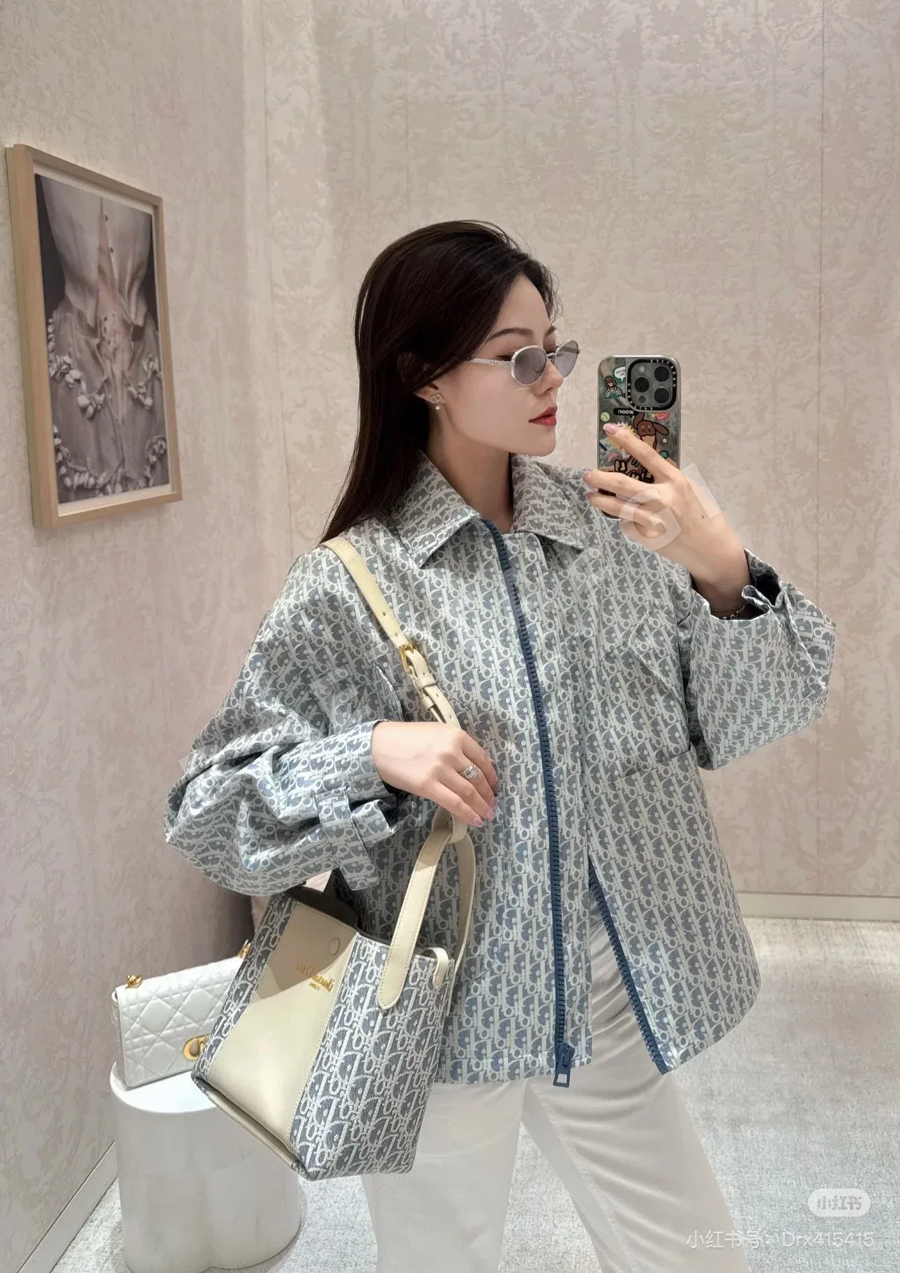 디올 자카드 윈드브레이커 여성 자켓 96389
