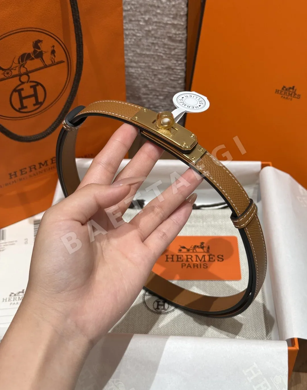 에르메스 켈리 엡솜 가죽 벨트 176753