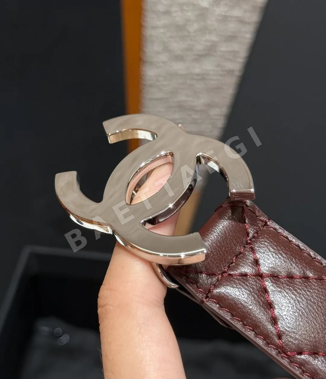 샤넬 퀼팅 램스킨 더블 C 메탈 버클 벨트 상세 이미지 5