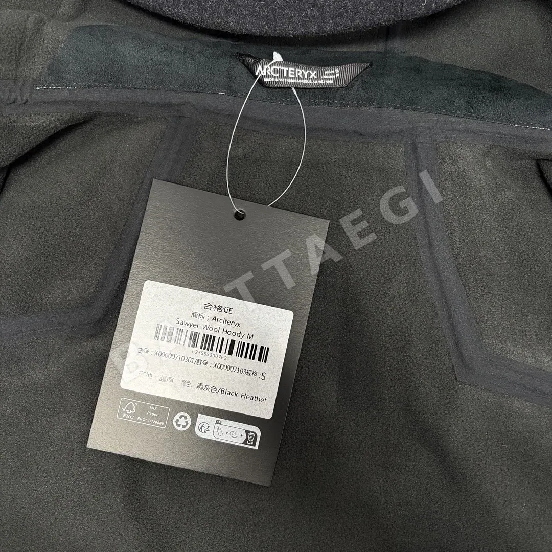 아크테릭스 [XF] 후디 블랙 205987 Arc'teryx Sawyer Wool Hoodie Black Heather 상세 이미지 6