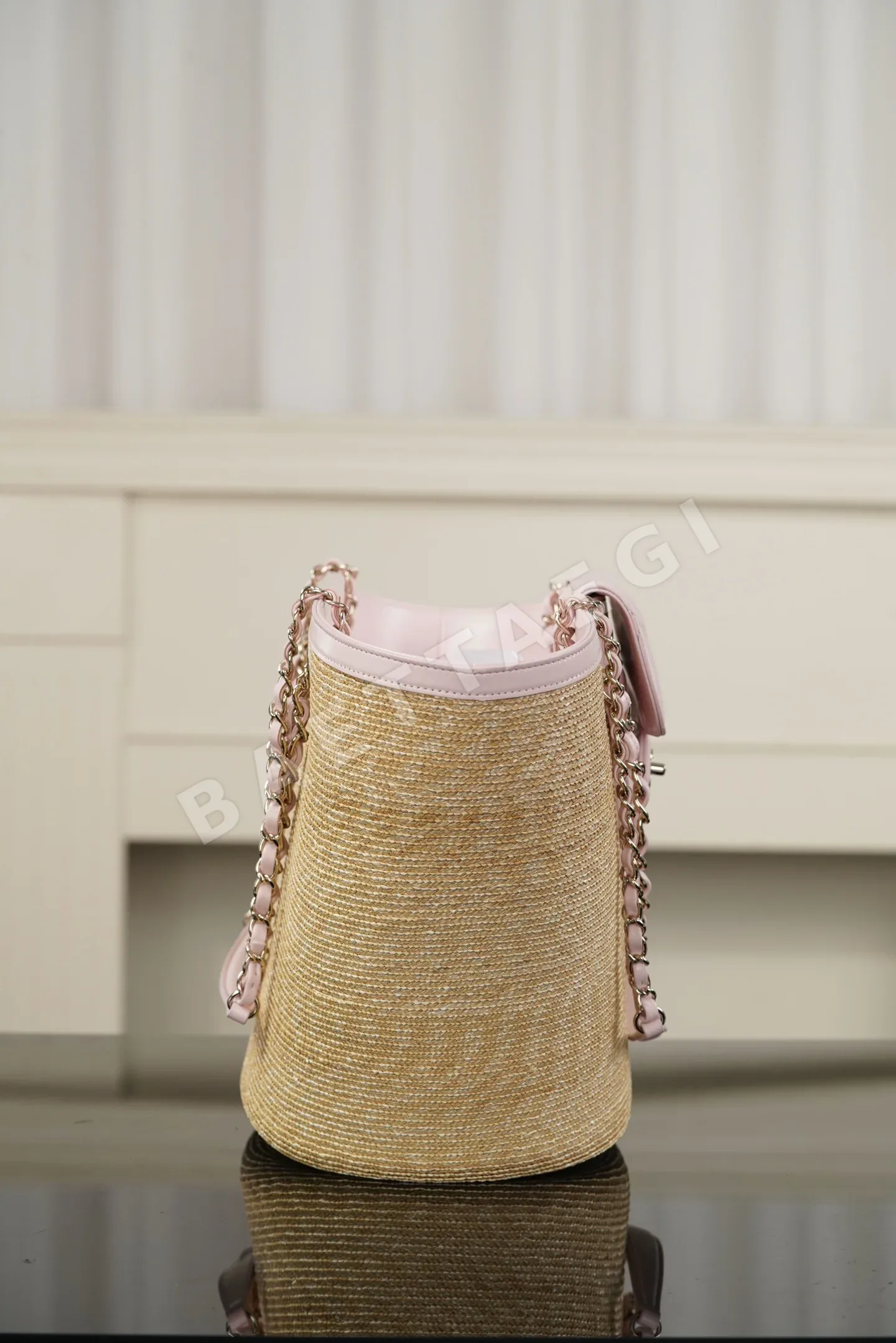 샤넬 라피아 라탄 엮음 라지 바스켓 백 상세 이미지 7