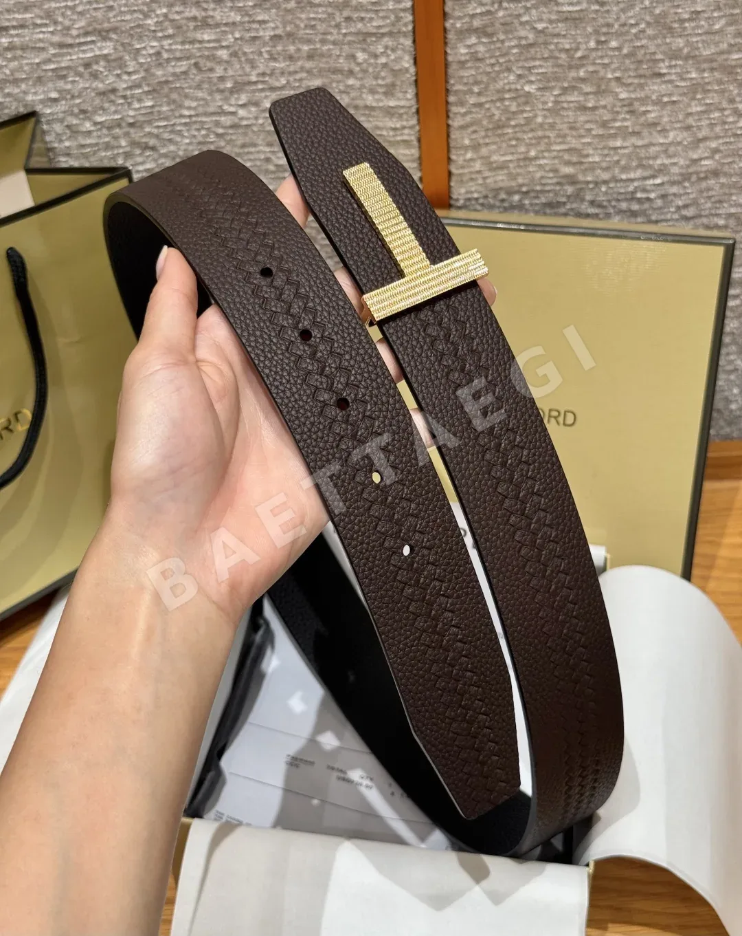 톰포드 브라운 꼬임 가죽 벨트 상세 이미지 5