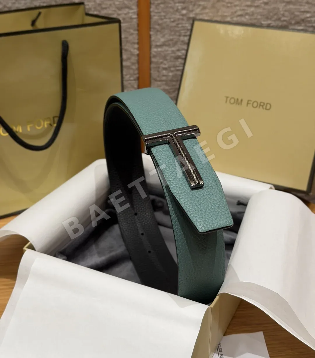톰포드 그레인 송아지가죽 TF T 버클 벨트 38mm 상세 이미지 6