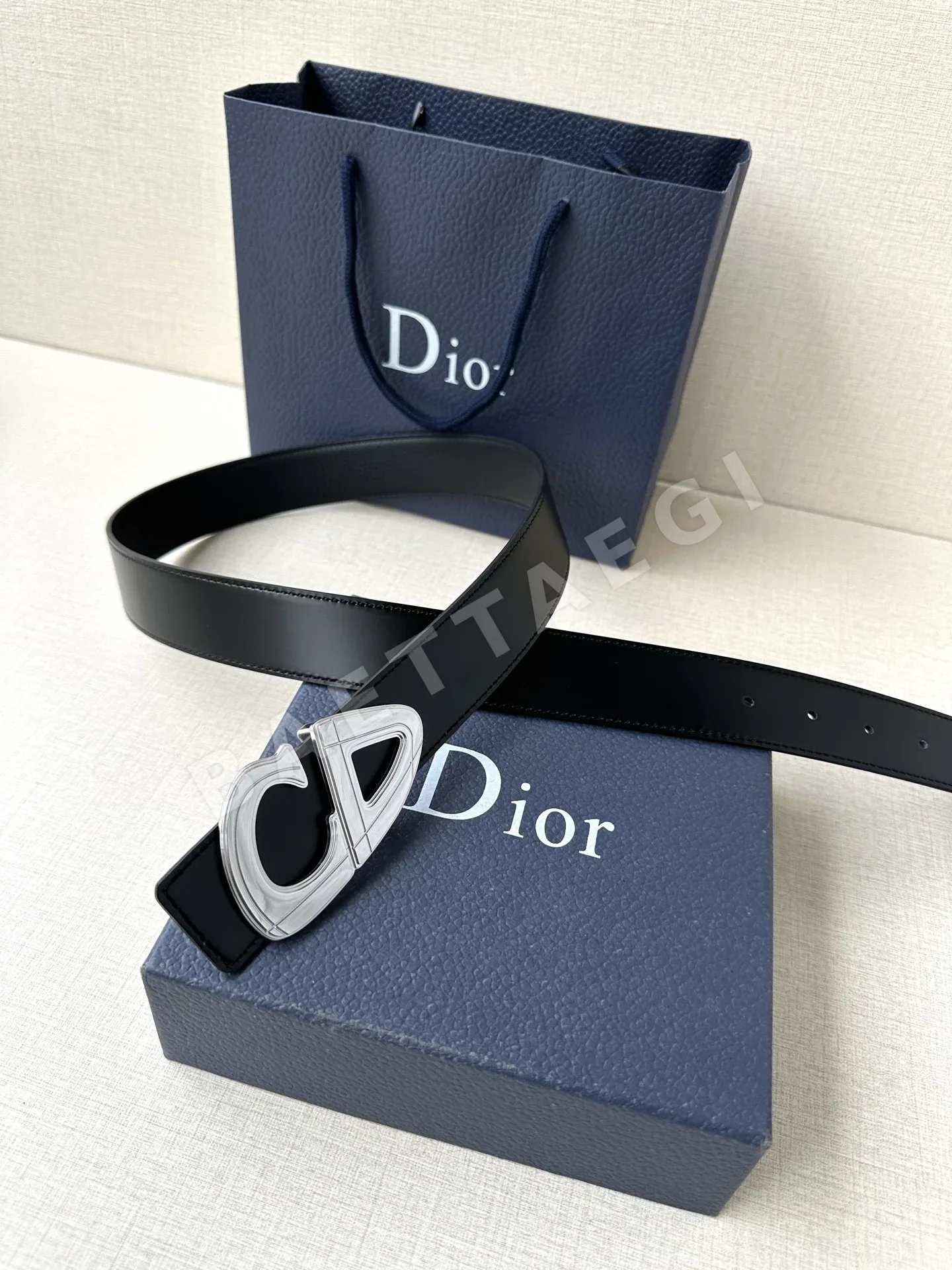 디올 CD 30 로고 블랙 매트 벨트 상세 이미지 3