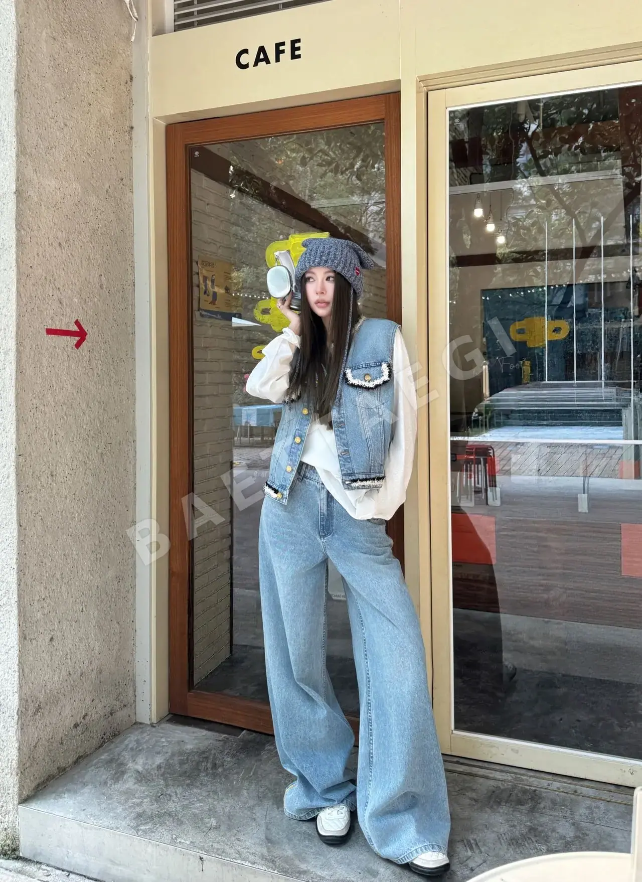샤넬 레트로 워시 데님 조끼 208838