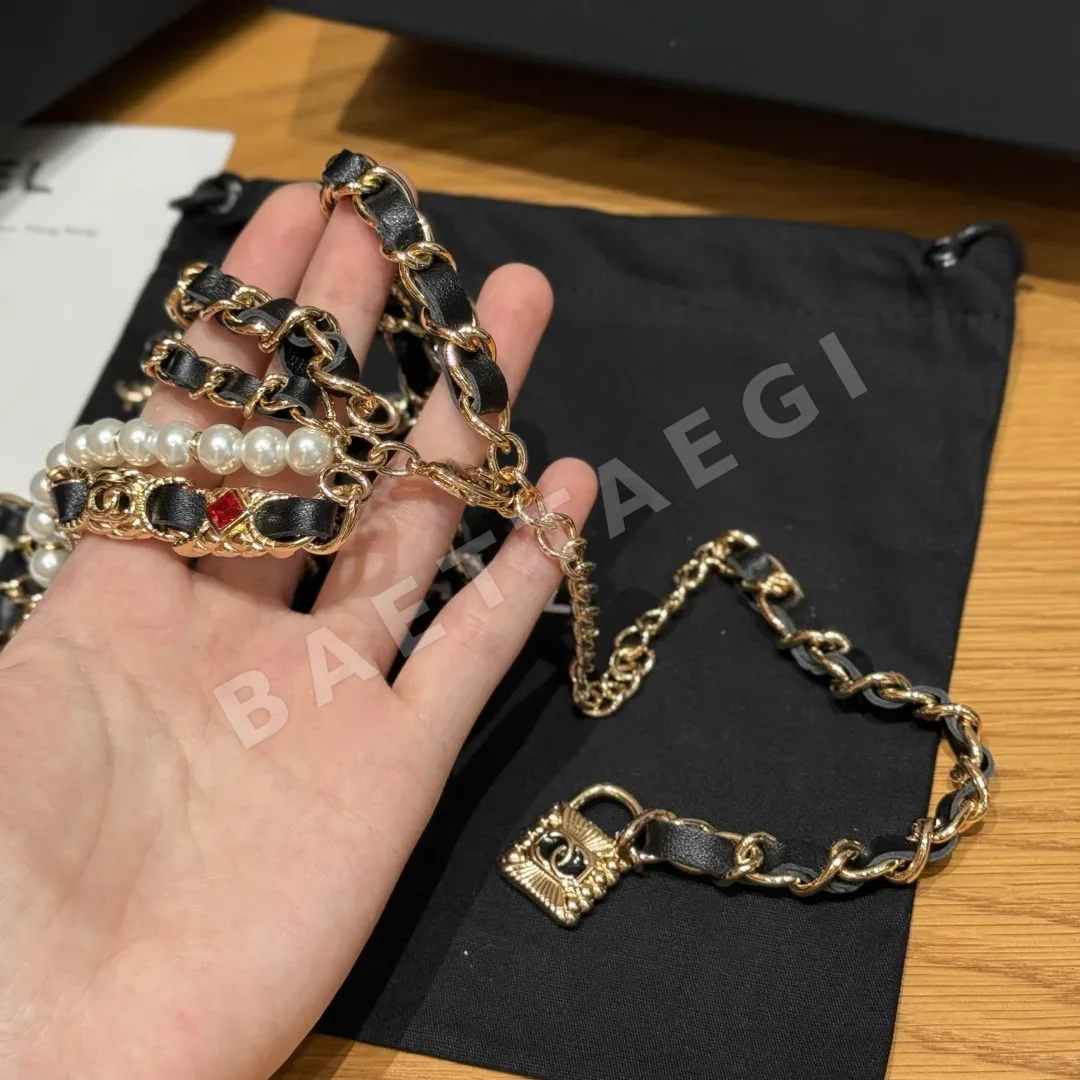 샤넬 메탈 진주 크리스탈 다중 가닥 벨트 상세 이미지 9